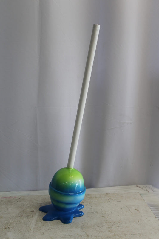 Colorful Resin Lollipop Statue, Green and Blue Delight 10" x 10" x 34"H