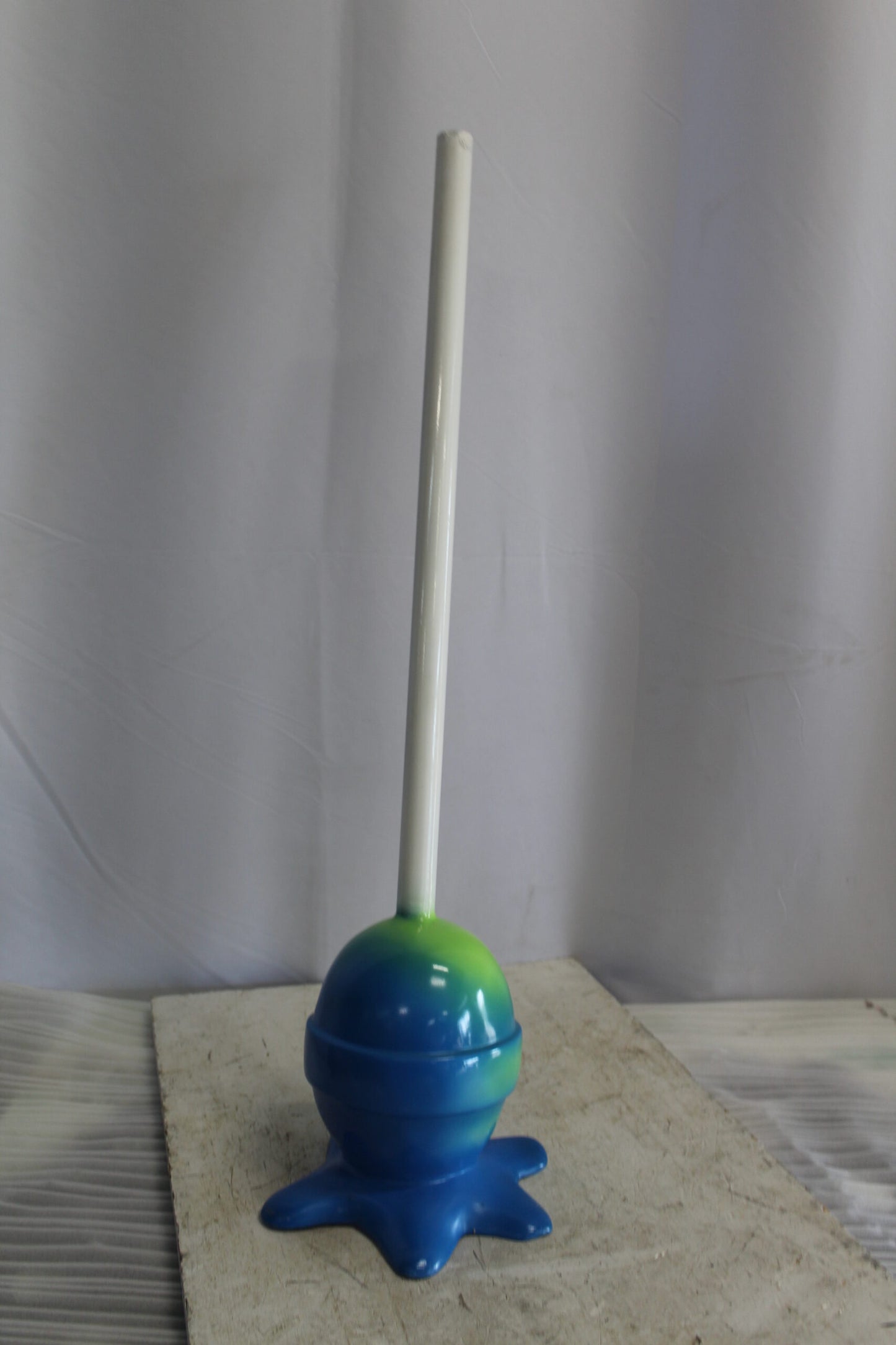 Colorful Resin Lollipop Statue, Green and Blue Delight 10" x 10" x 34"H