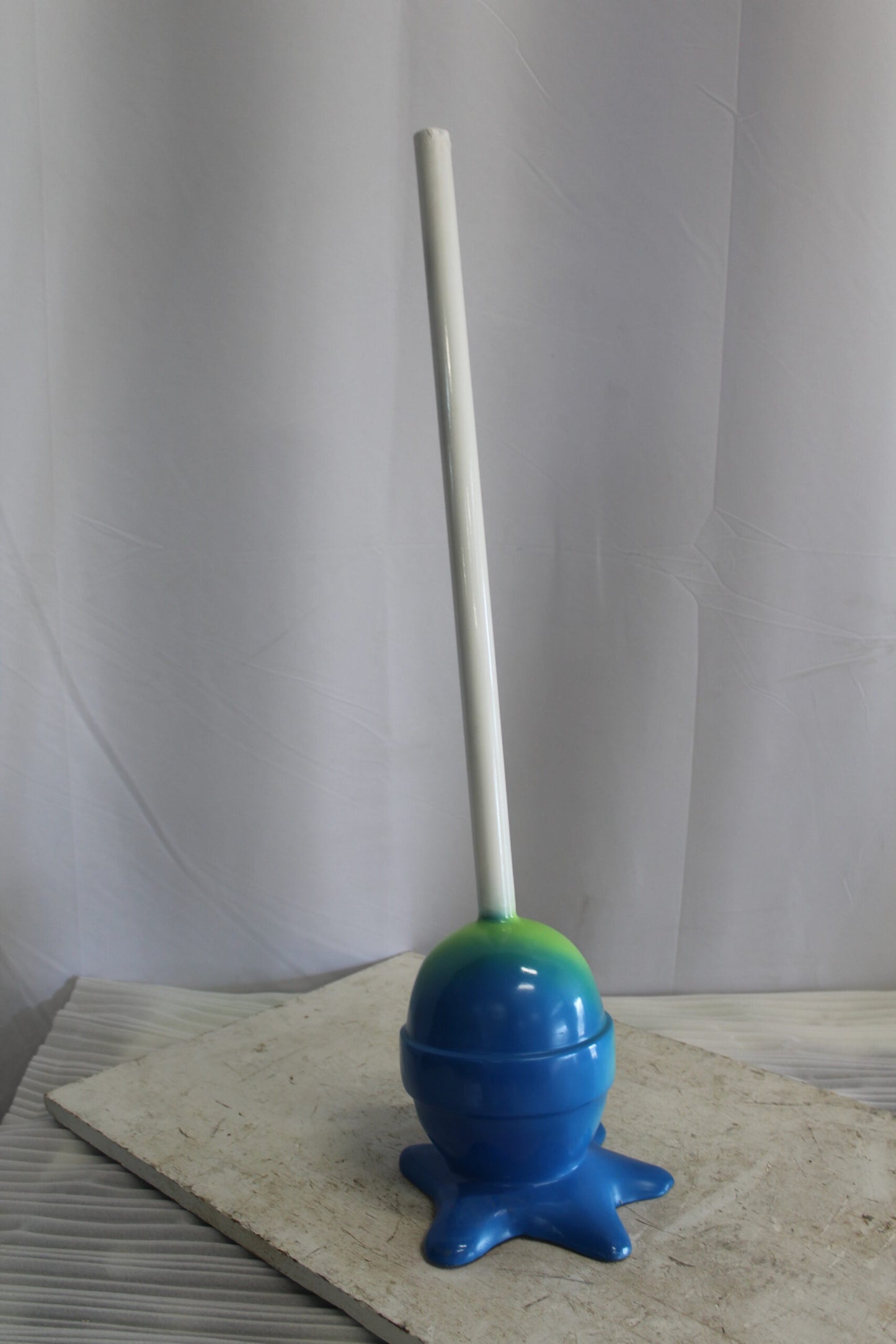Colorful Resin Lollipop Statue, Green and Blue Delight 10" x 10" x 34"H