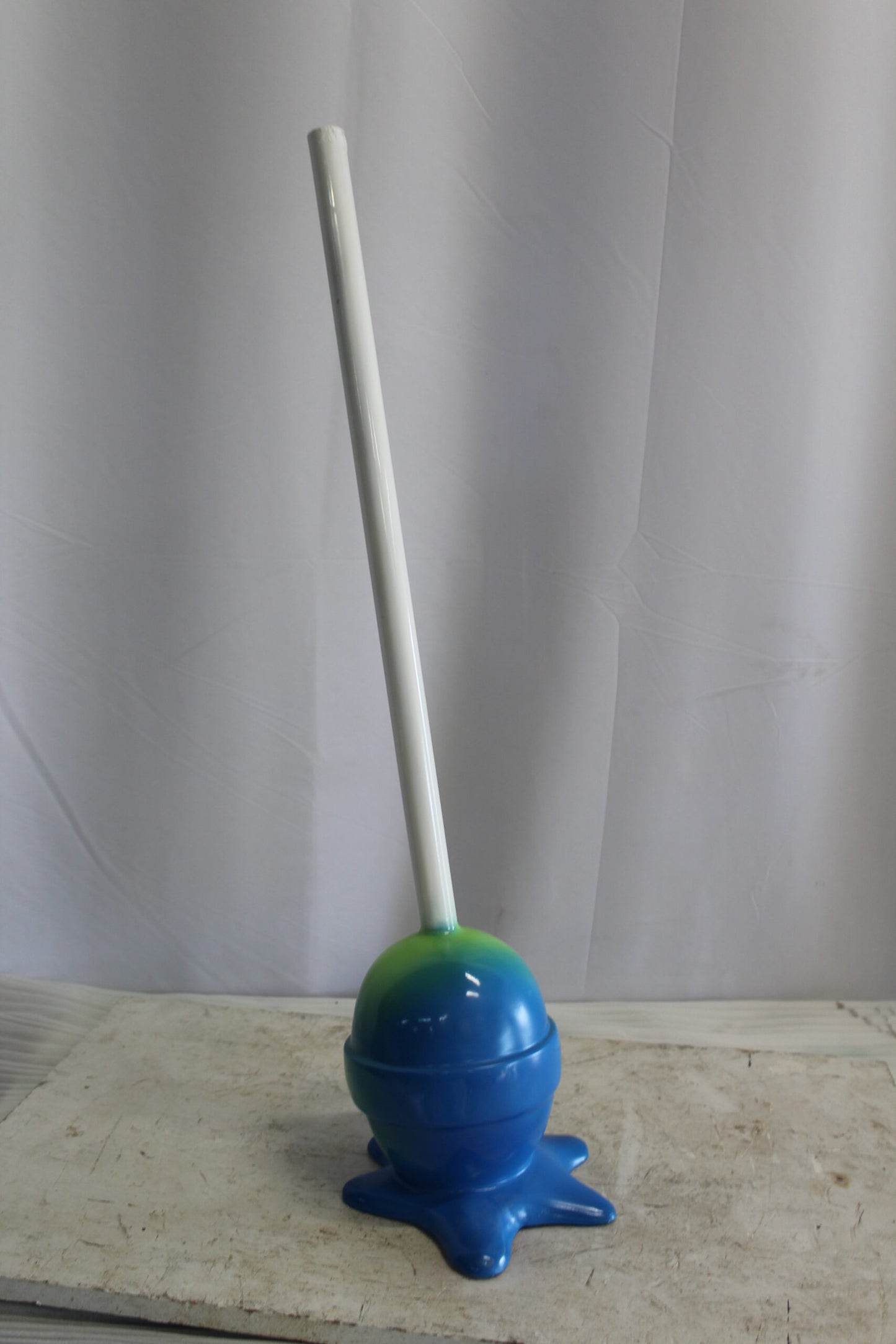 Colorful Resin Lollipop Statue, Green and Blue Delight 10" x 10" x 34"H