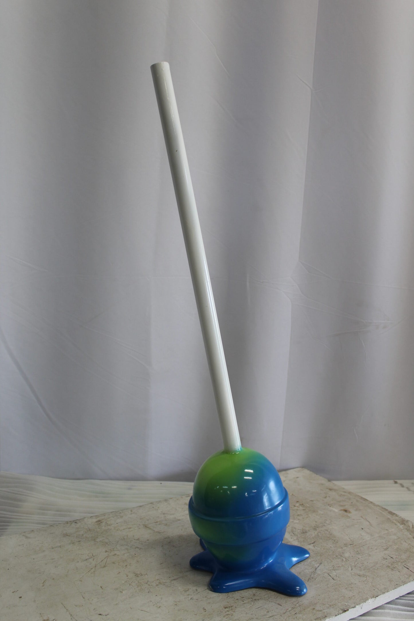 Colorful Resin Lollipop Statue, Green and Blue Delight 10" x 10" x 34"H