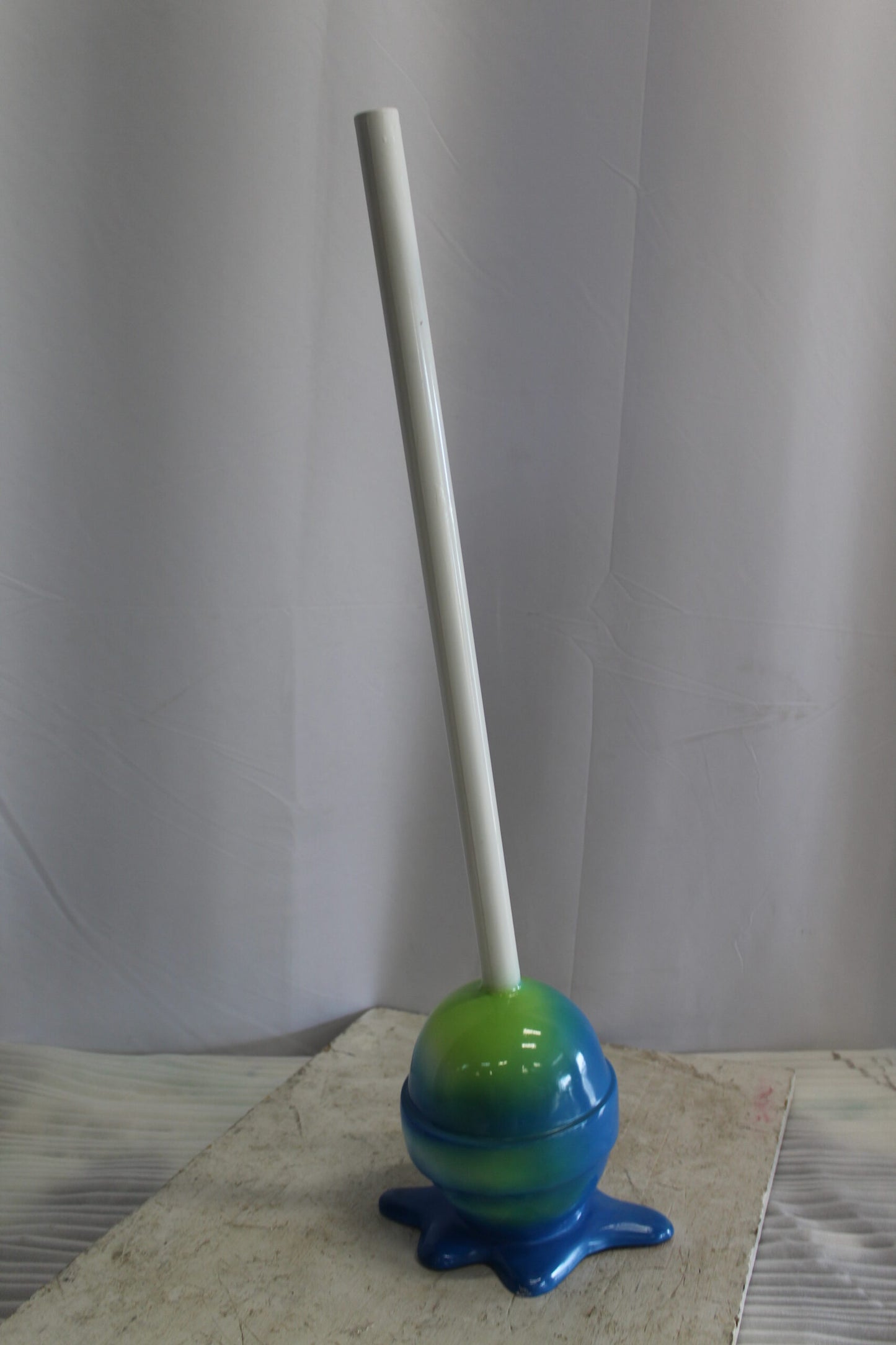 Colorful Resin Lollipop Statue, Green and Blue Delight 10" x 10" x 34"H