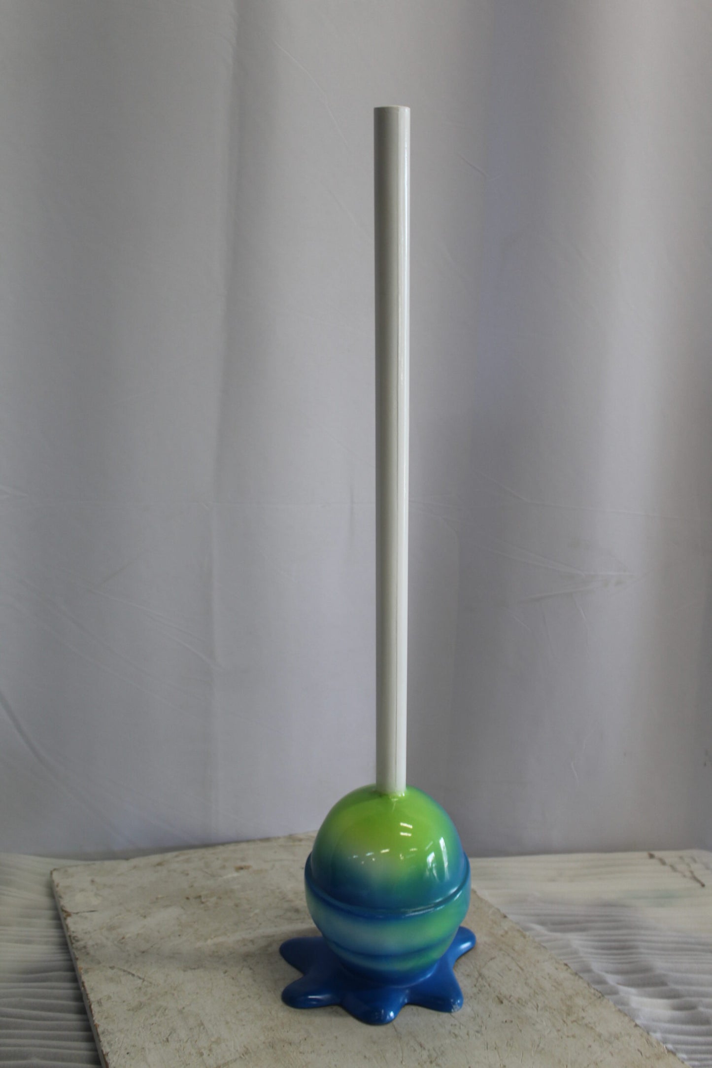 Colorful Resin Lollipop Statue, Green and Blue Delight 10" x 10" x 34"H