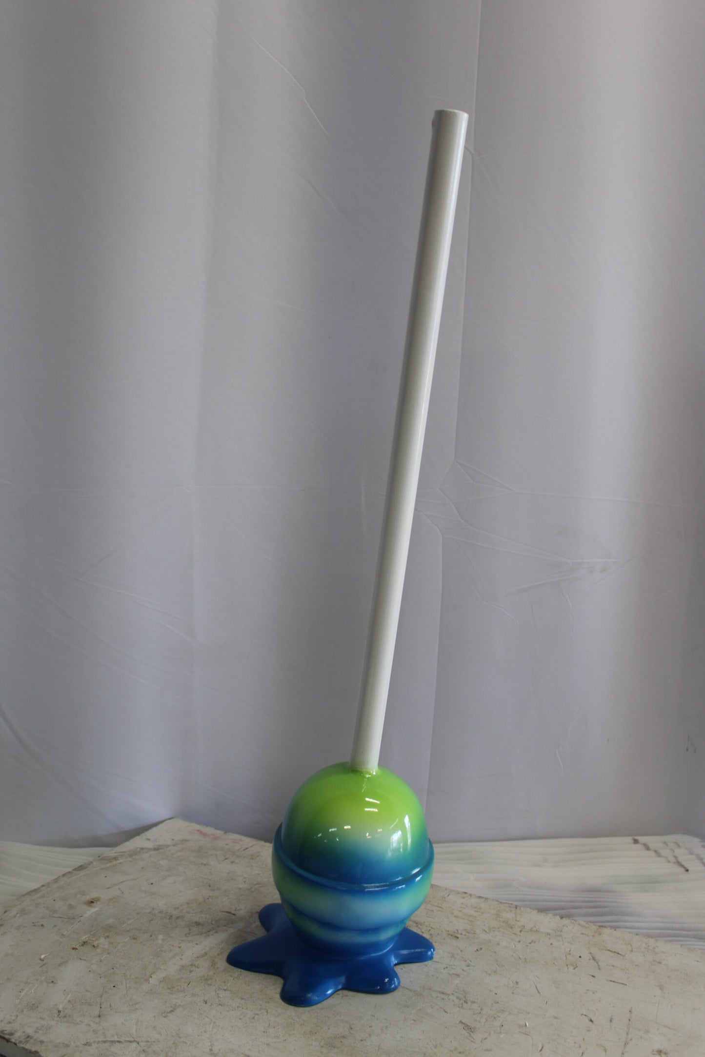 Colorful Resin Lollipop Statue, Green and Blue Delight 10" x 10" x 34"H