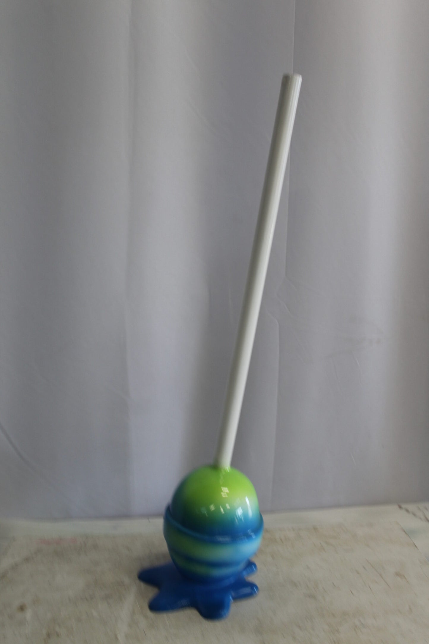 Colorful Resin Lollipop Statue, Green and Blue Delight 10" x 10" x 34"H