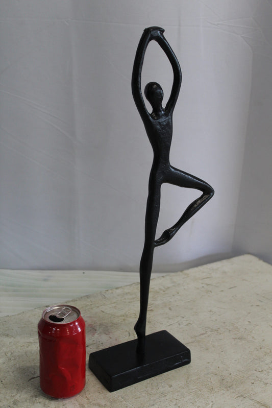 Aluminum Tree Pose Statue, Serene Yoga Decor 7" x 3" x 20"H