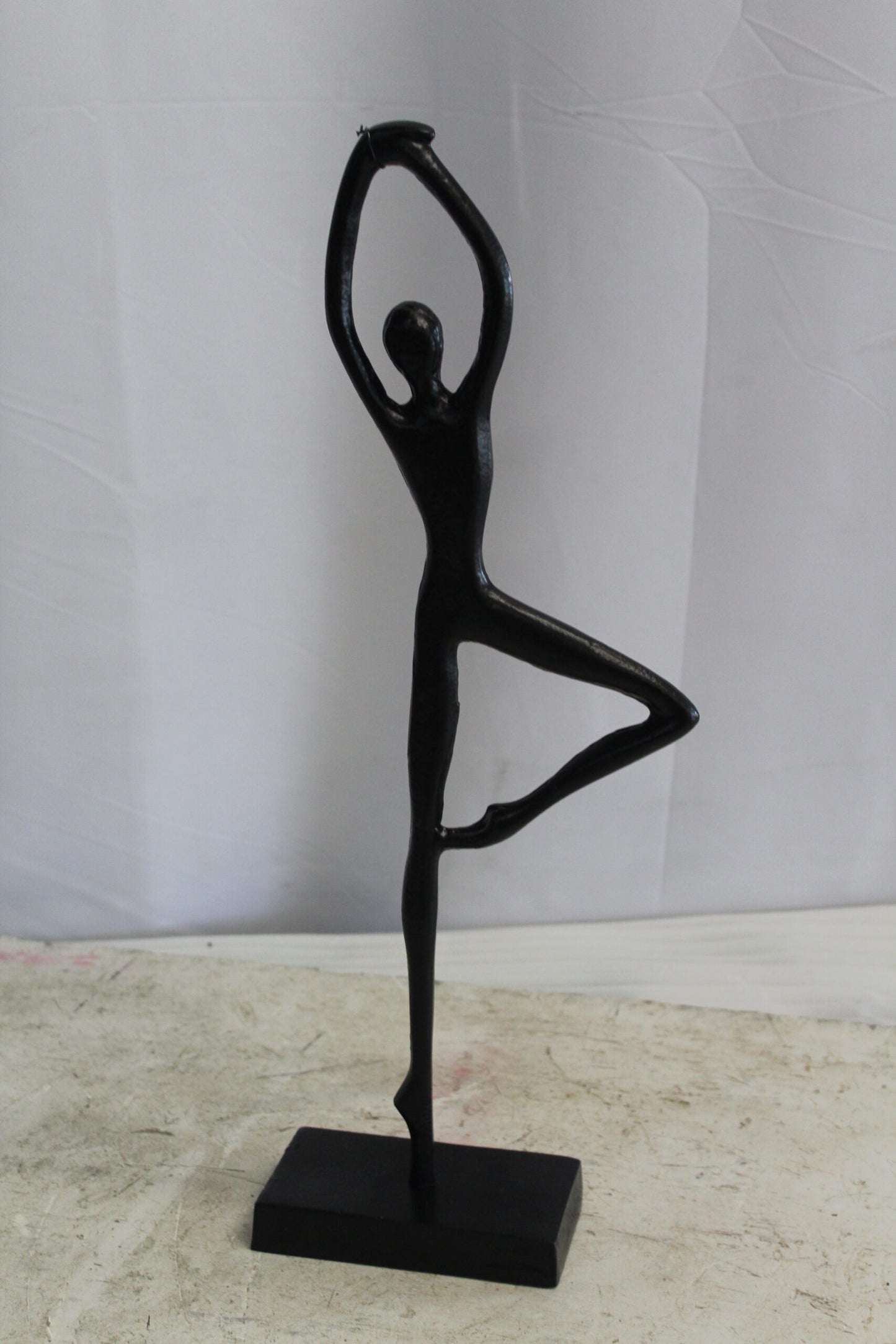 Aluminum Tree Pose Statue, Serene Yoga Decor 7" x 3" x 20"H