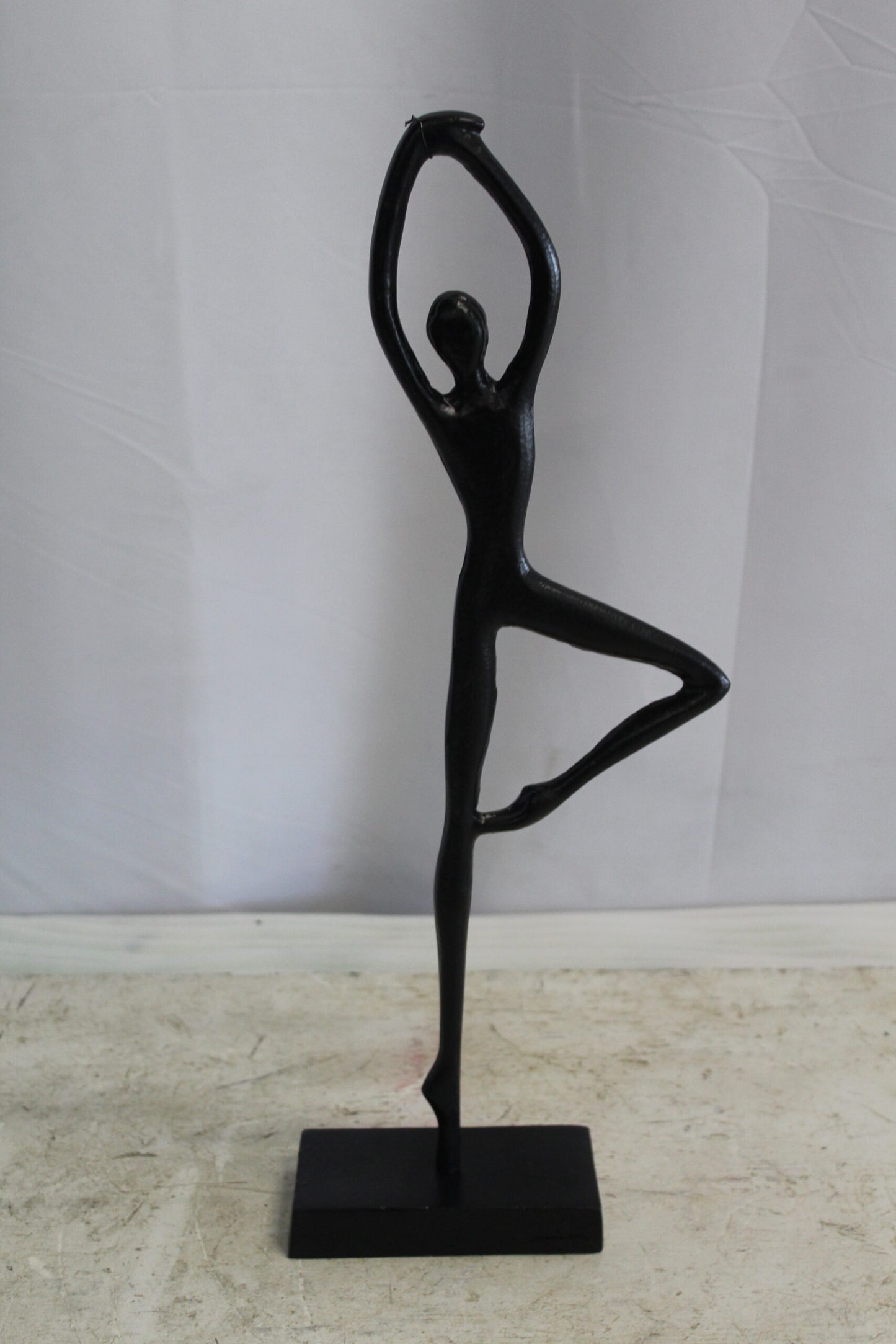 Aluminum Tree Pose Statue, Serene Yoga Decor 7" x 3" x 20"H