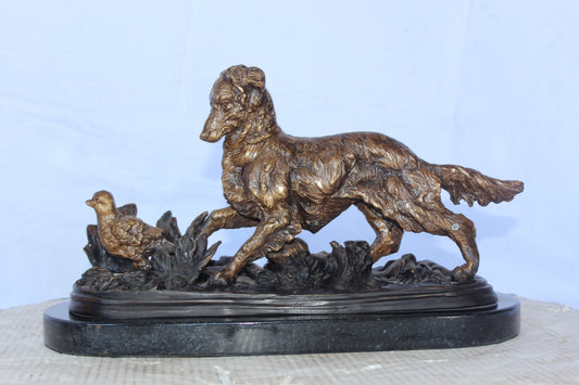 Golden retriever enjoying the outdoors bronze statue -  Size: 16"L x 7"W x 9"H.