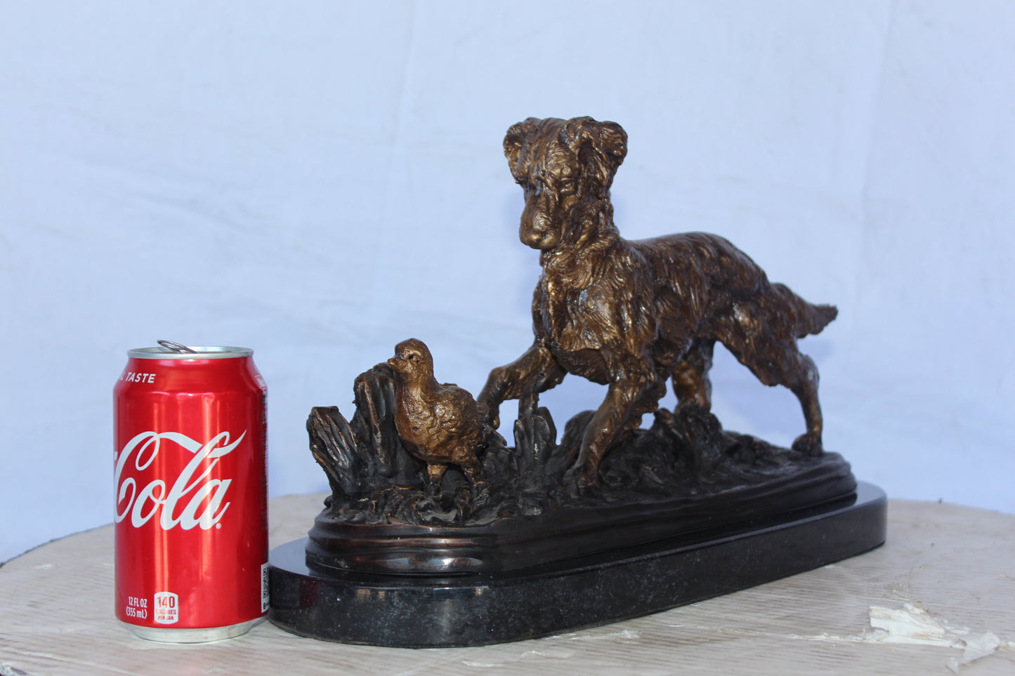 Golden retriever enjoying the outdoors bronze statue - Size: 16"L x 7"W x 9"H.