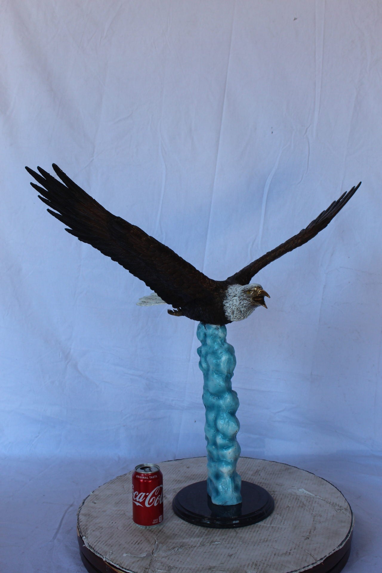 Colored soaring eagle bronze statue - Size: 32"L x 18"W x 29"H.