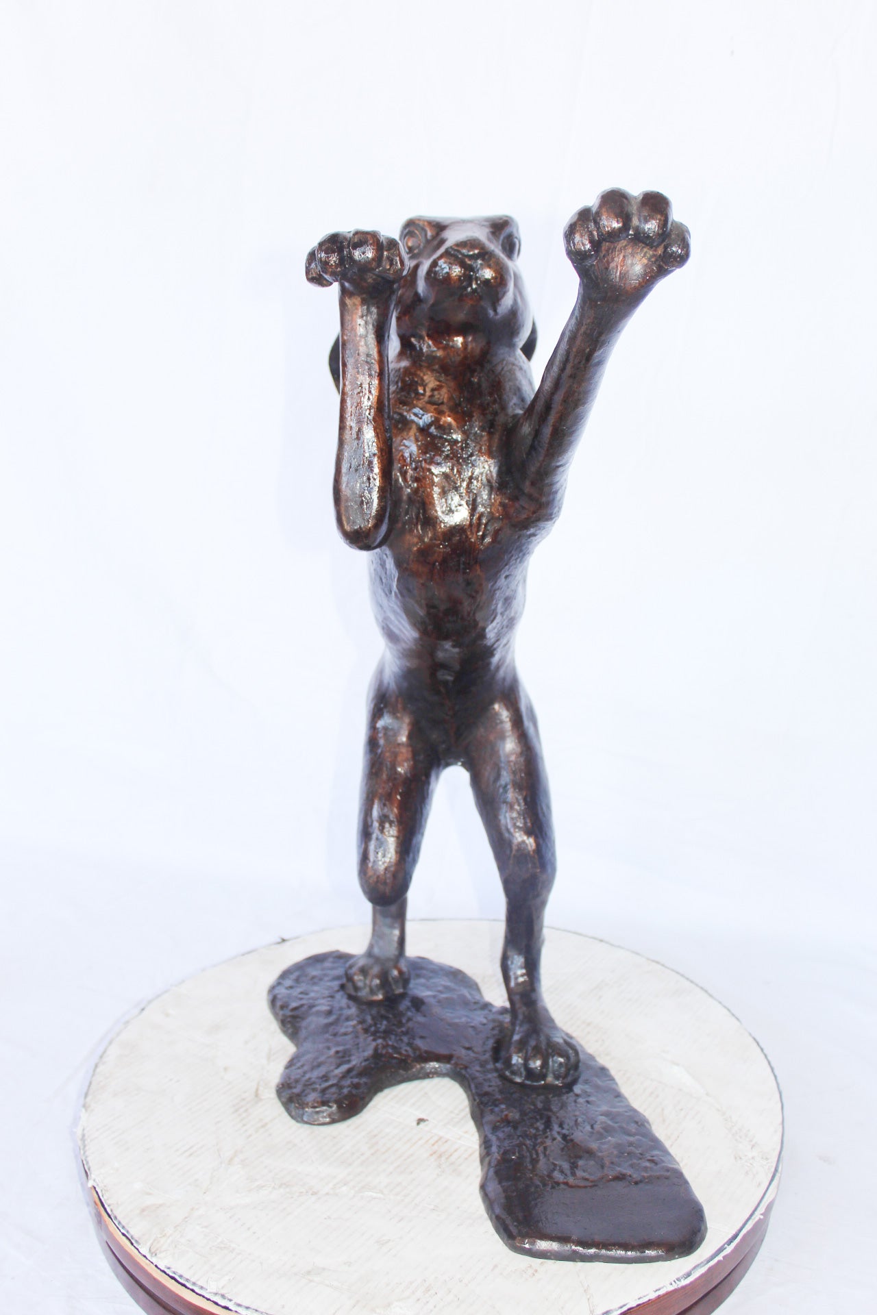 Leaping jackrabbit bronze statue - Size: 21"L x 13"W x 24"H.