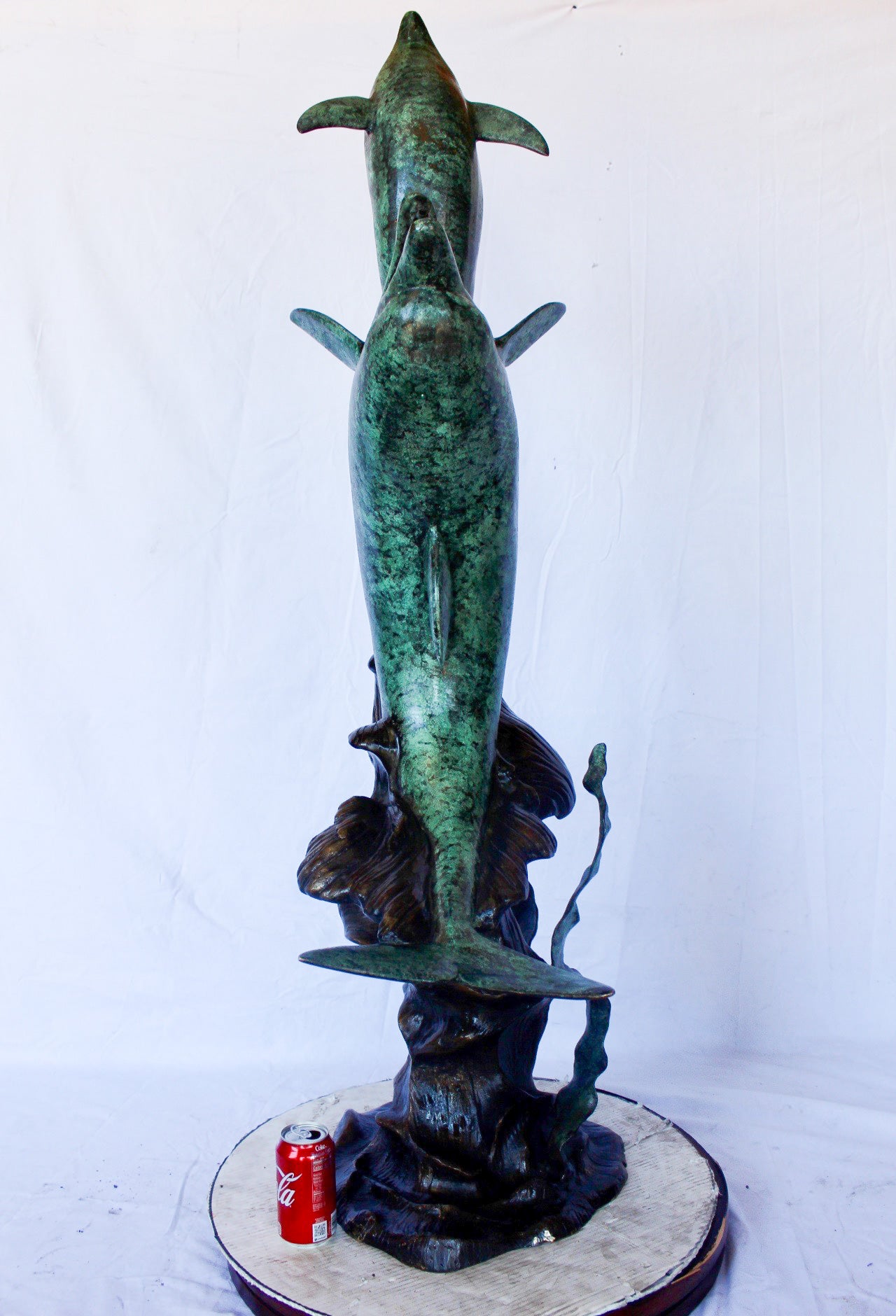 Set of jumping dolphins bronze statue fountain -  Size: 27"L x 16"W x 56"H.