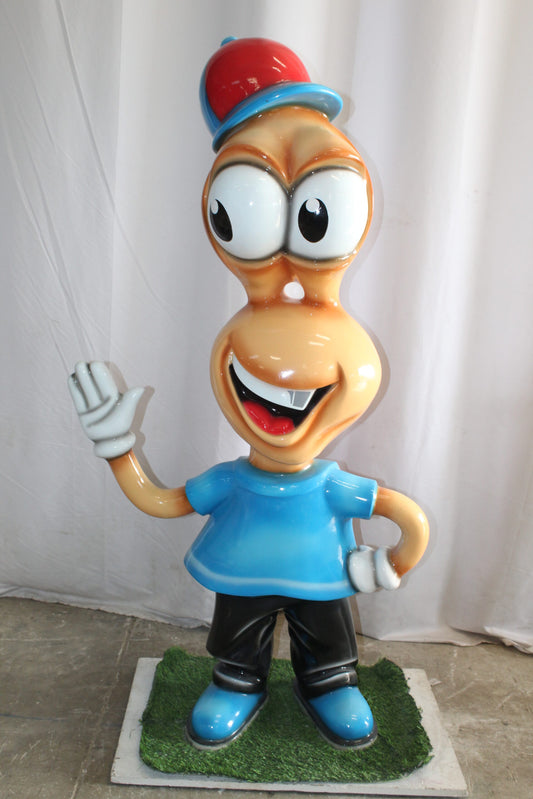 Fiberglass Peanut Cartoon Statue, Nostalgic Comic Charm 36" x 16" x 66"H