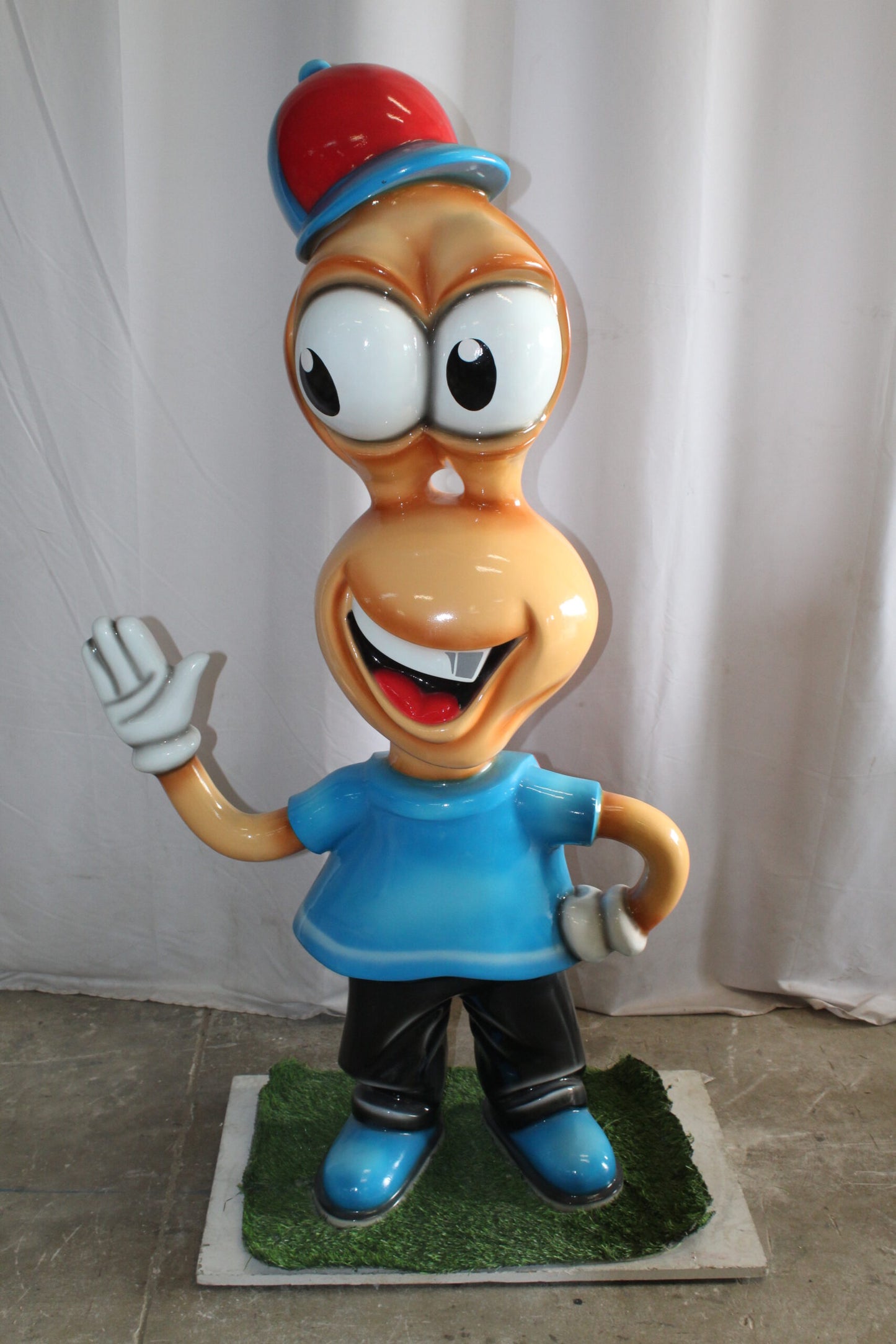 Fiberglass Peanut Cartoon Statue, Nostalgic Comic Charm 36" x 16" x 66"H