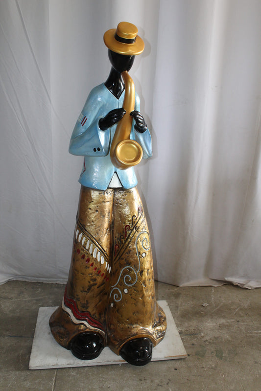 Life Size New Orleans Saxophone Street Musician Resin statue 31" x 23" x 65"H