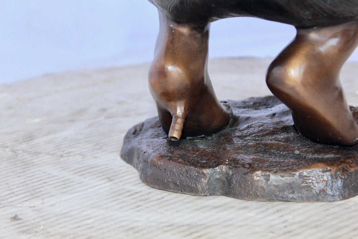 Young boy holding a frog bronze statue fountain - Size: 18"L x 10"W x 22"H.