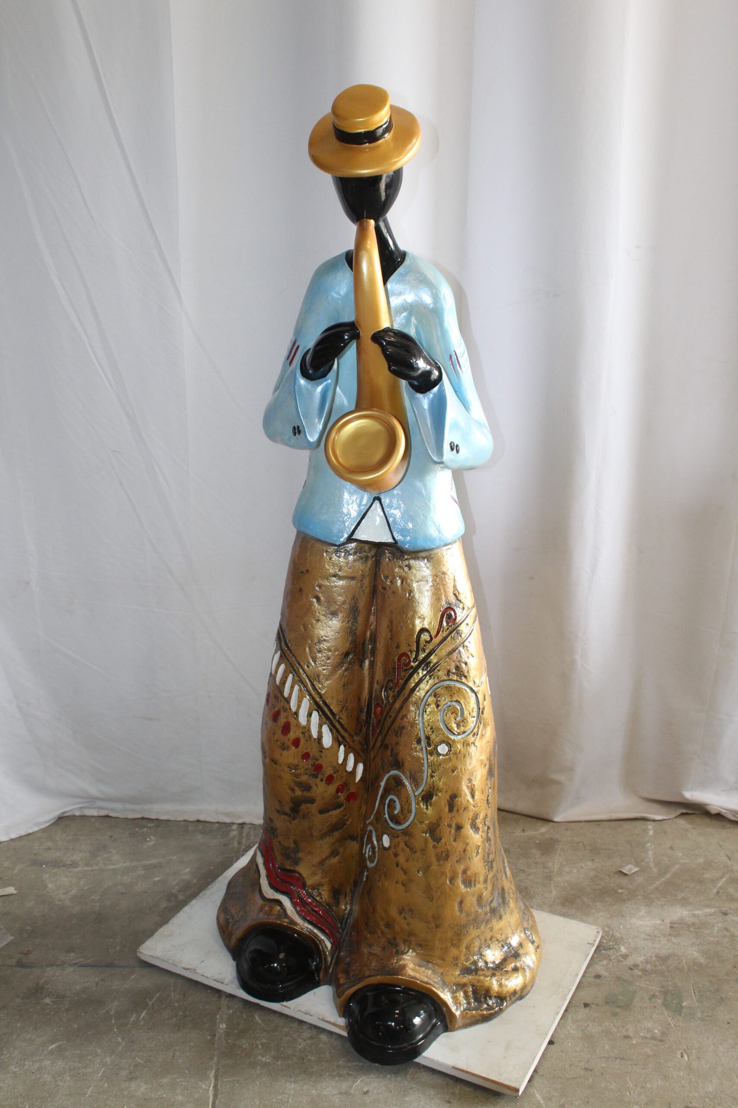 Life Size New Orleans Saxophone Street Musician Resin statue 31" x 23" x 65"H
