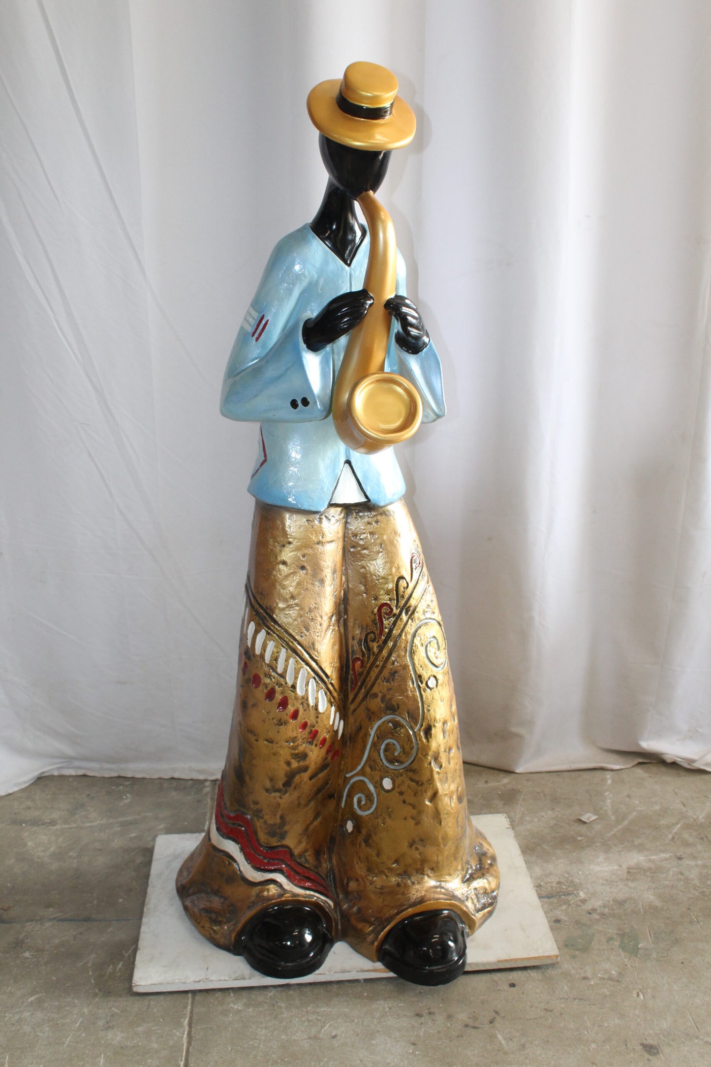 Life Size New Orleans Saxophone Street Musician Resin statue 31" x 23" x 65"H