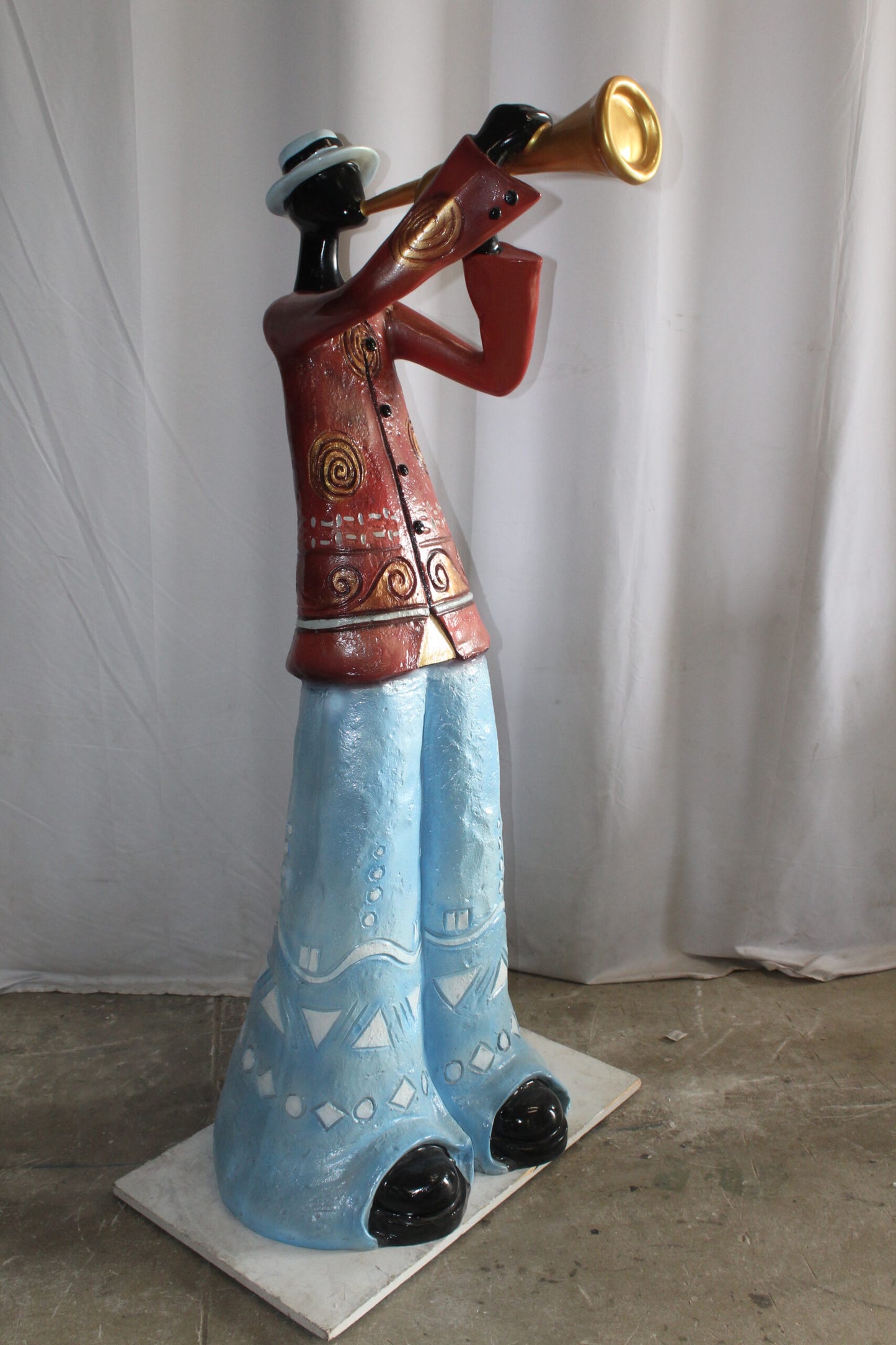 Life Size New Orleans Trumpet Street Musician Resin statue 30" x 21" x 66"H