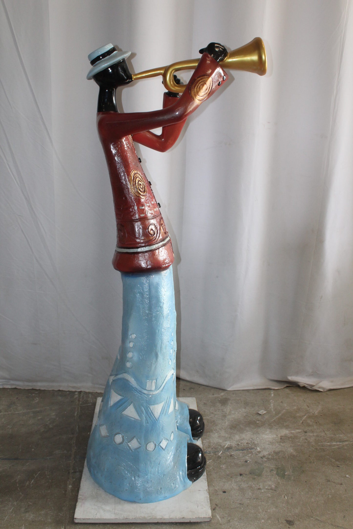 Life Size New Orleans Trumpet Street Musician Resin statue 30" x 21" x 66"H