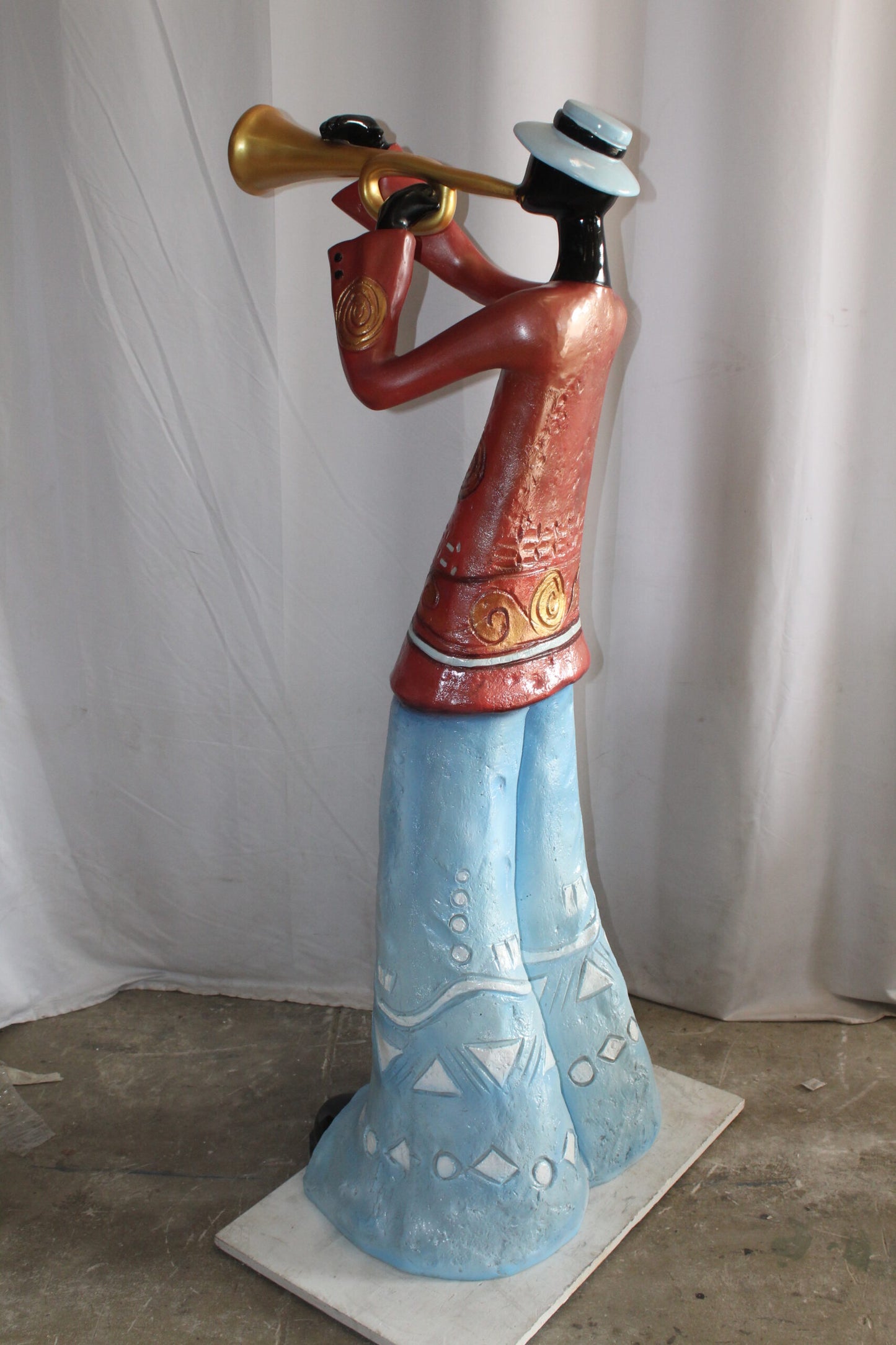 Life Size New Orleans Trumpet Street Musician Resin statue 30" x 21" x 66"H