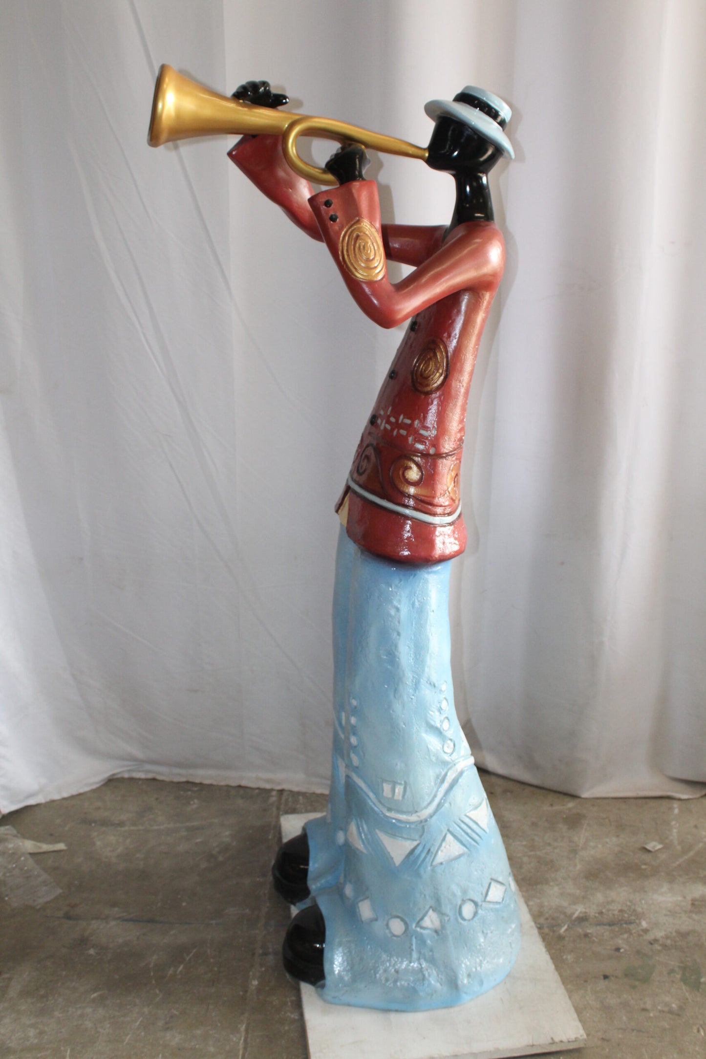 Life Size New Orleans Trumpet Street Musician Resin statue 30" x 21" x 66"H