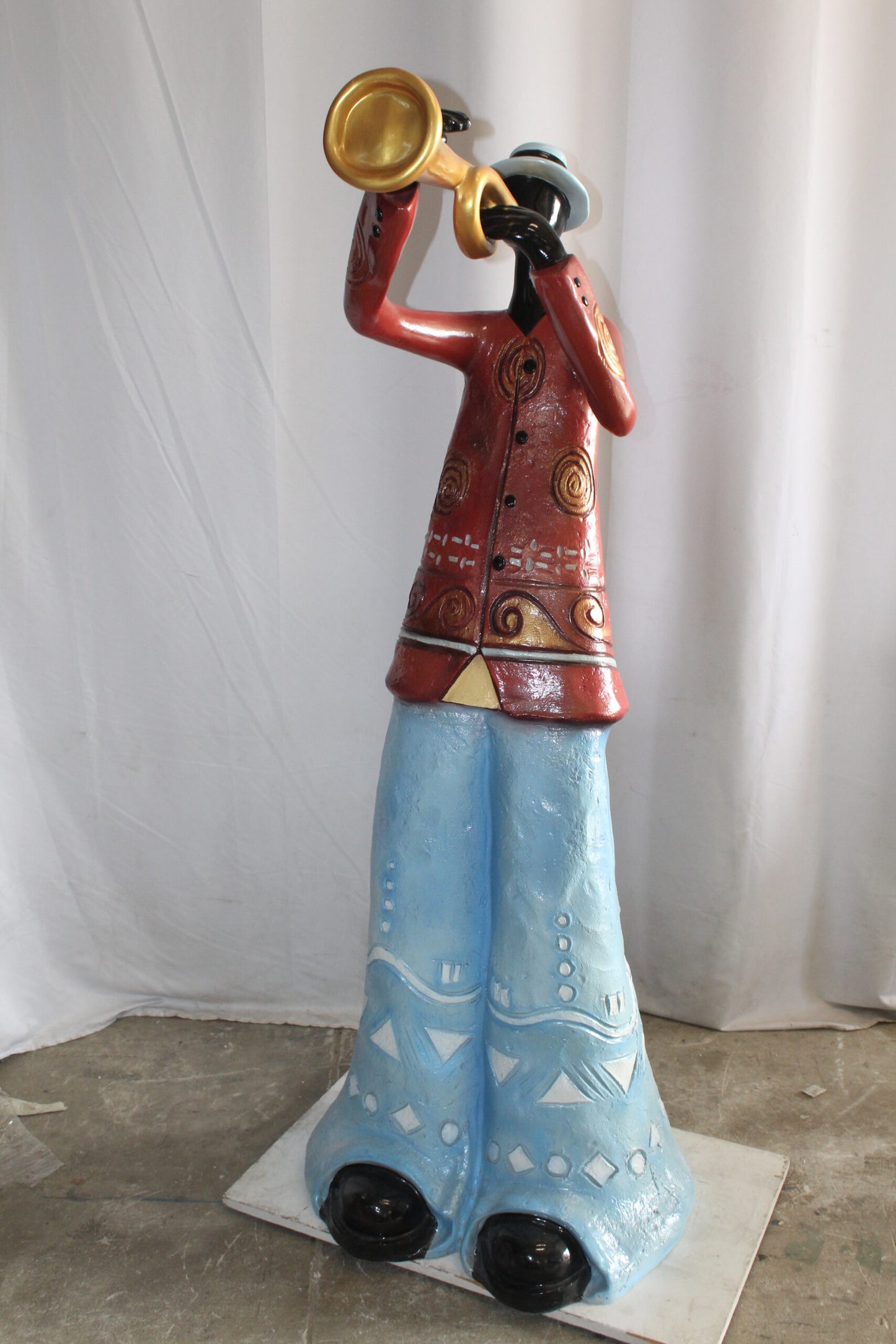 Life Size New Orleans Trumpet Street Musician Resin statue 30" x 21" x 66"H