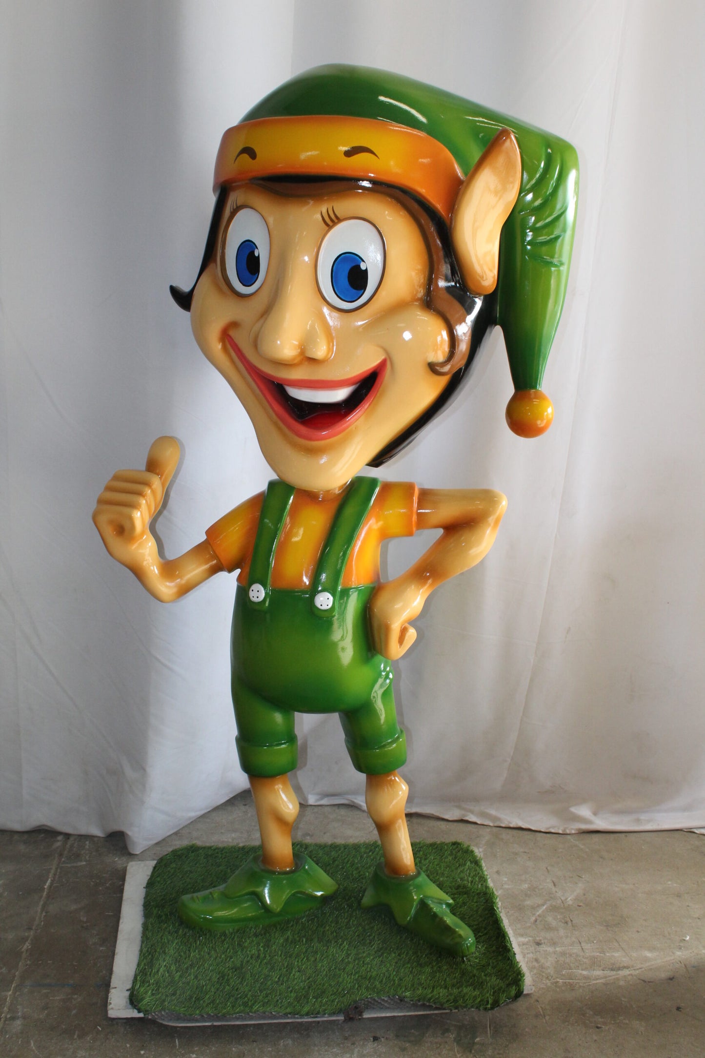 Fiberglass Clown Green hat Statue, Big Top Charm for Your Space 35" x 22" x 70"H