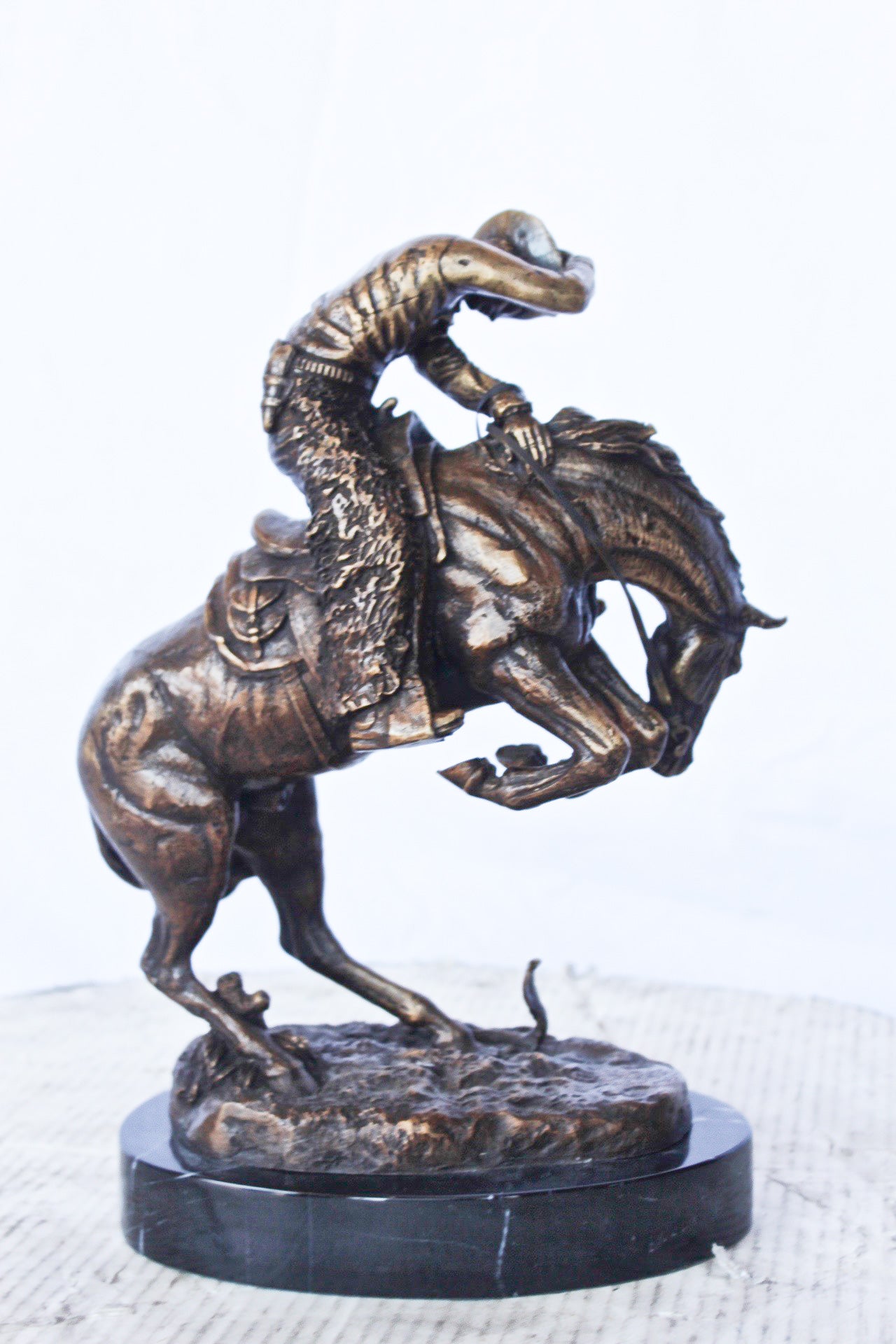 Frederic Remington replica Rattlesnake bronze statue - Size: 9"L x 6"W x 13"H.