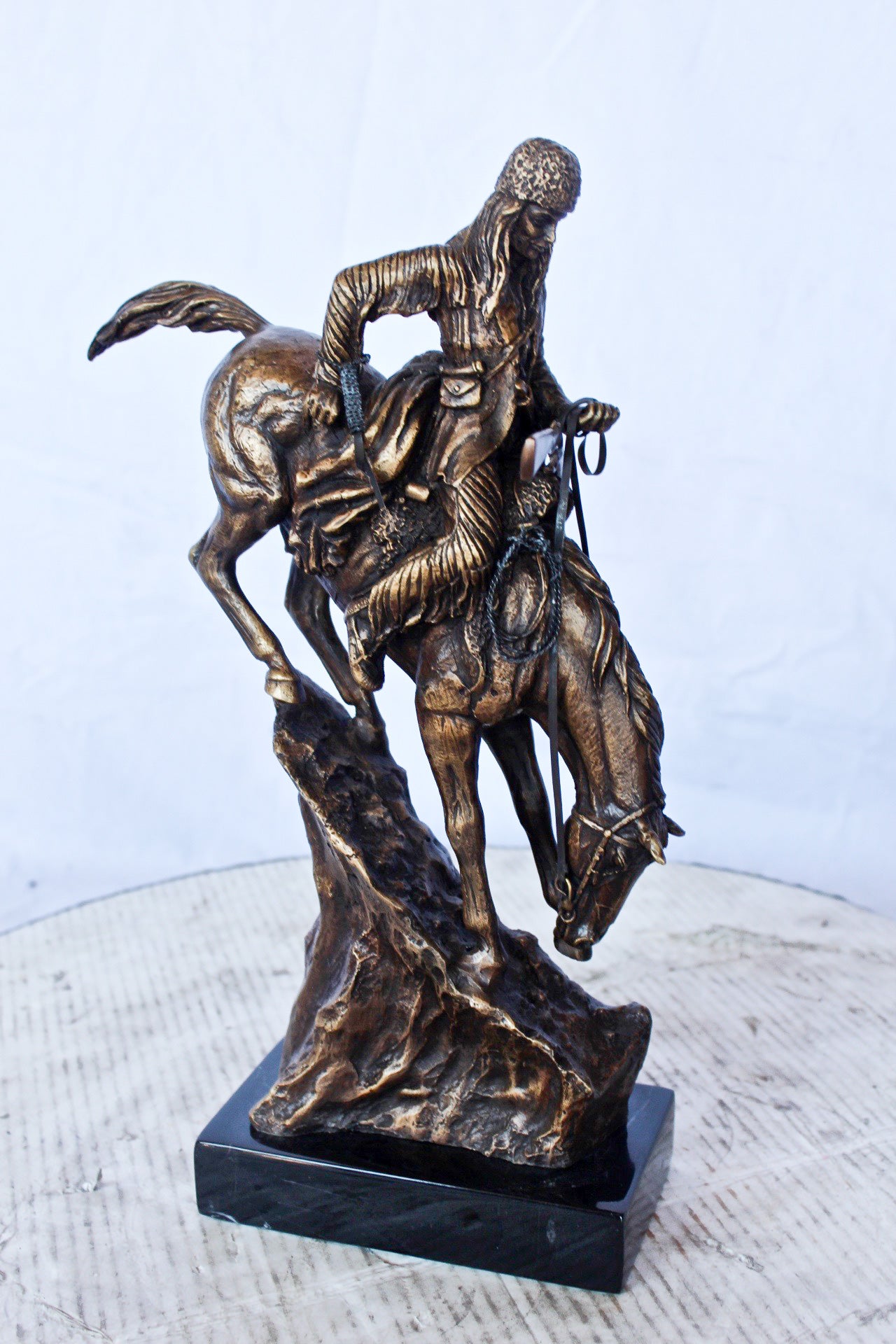 Remington replica Mountain Man bronze statue - Size: 10"L x 4"W x 15"H.