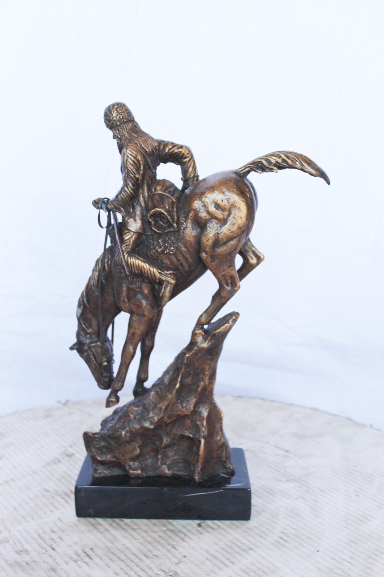 Remington replica Mountain Man bronze statue - Size: 10"L x 4"W x 15"H.