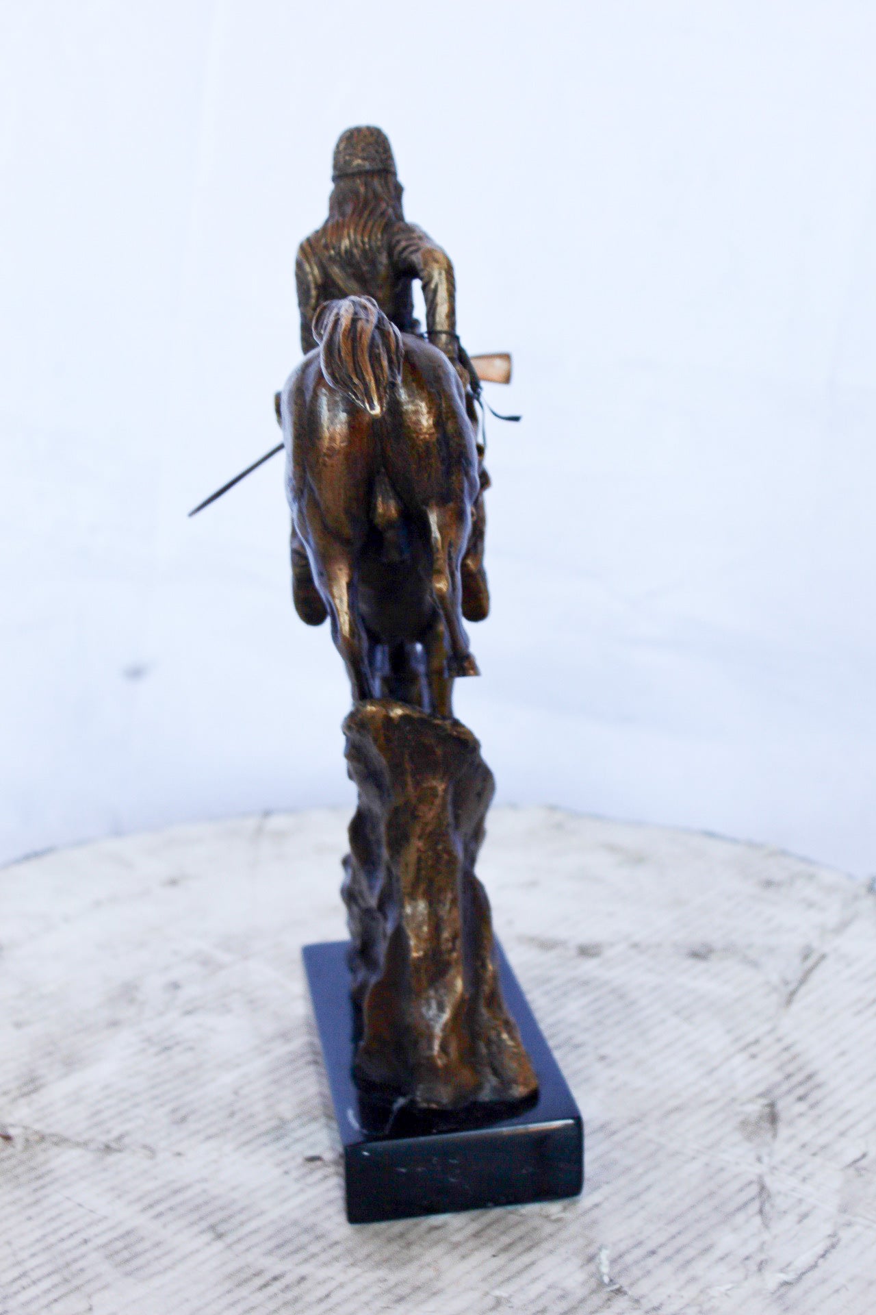 Remington replica Mountain Man bronze statue - Size: 10"L x 4"W x 15"H.