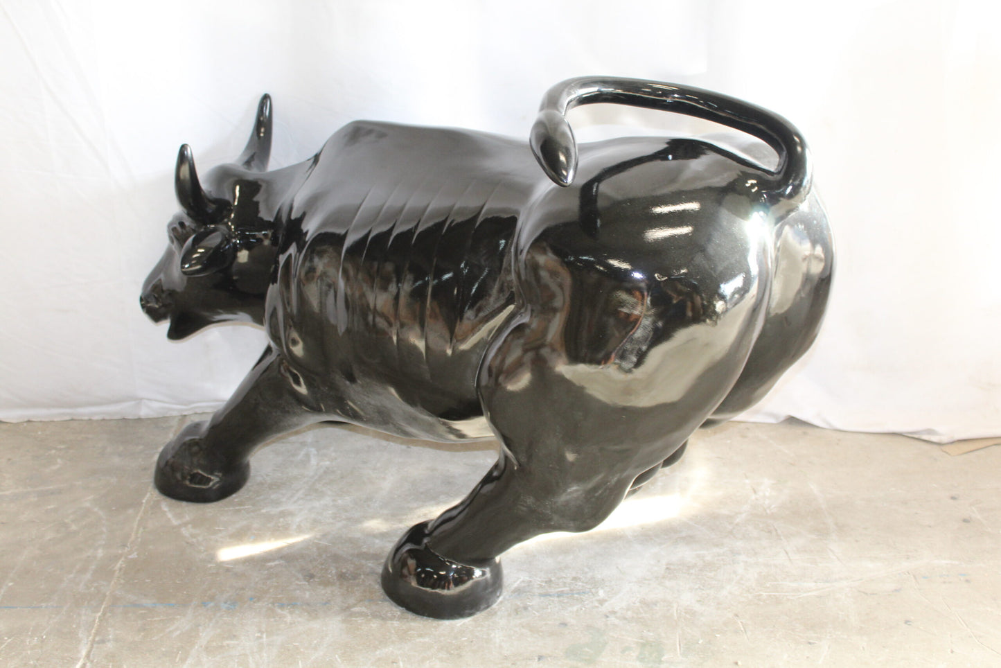 Iconic Giant Fiberglass Black Color Wall Street Bull 57" x 28" x 33"H