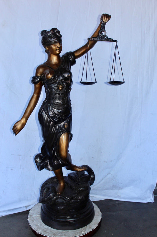 Lady Justice carrying scale bronze statue - Size: "L x "W x "H.