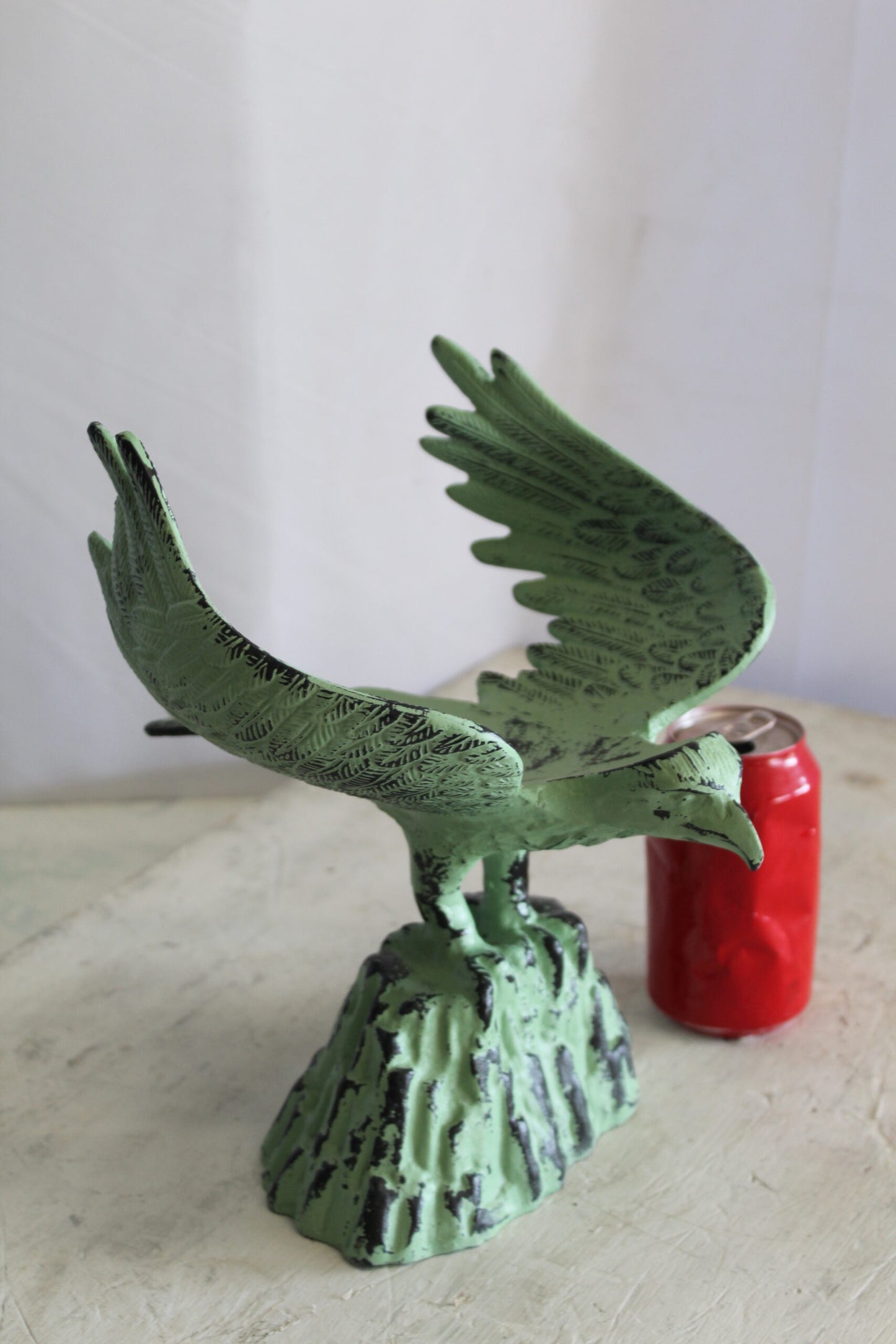 Eagle on Rock, Majestic Aluminum Statue with Green Patina Finish 10" x 9" x 11"H