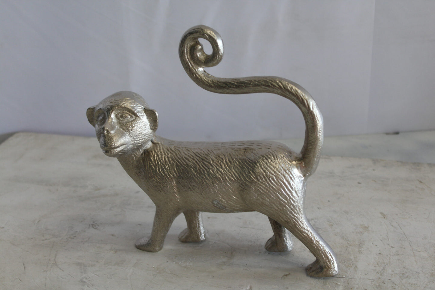 Aluminum Walking Monkey Statue, Playful Charm for Any Space 10" x 3" x 10"H