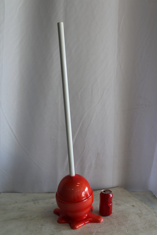 Red Oversized Fiberglass Lollipop Statue 7" x 7" x 21"H