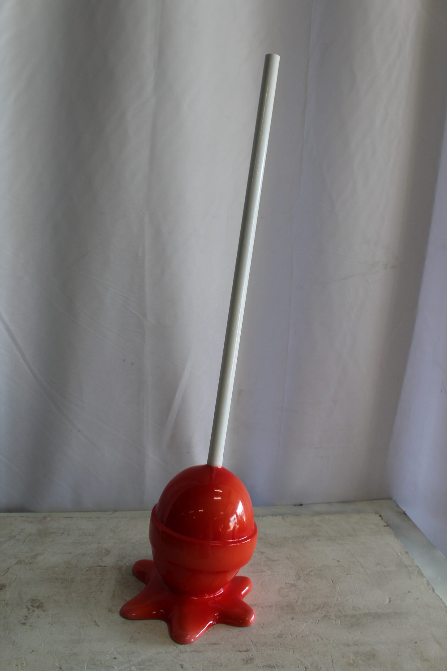 Red Oversized Fiberglass Lollipop Statue 7" x 7" x 21"H