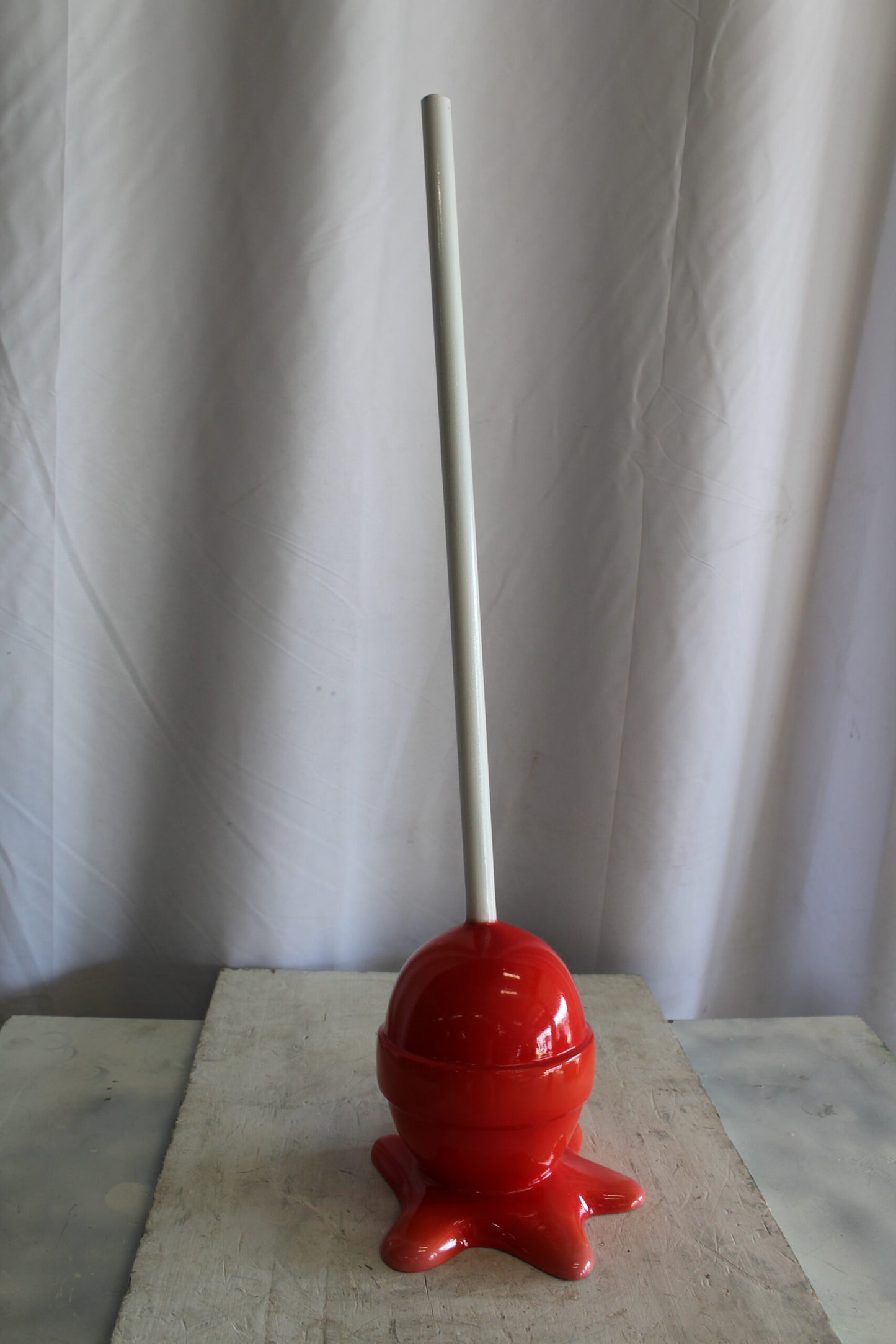 Red Oversized Fiberglass Lollipop Statue 7" x 7" x 21"H