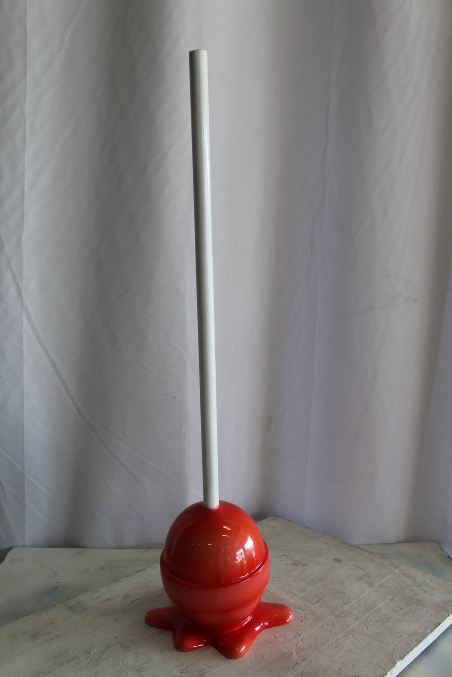 Red Oversized Fiberglass Lollipop Statue 7" x 7" x 21"H
