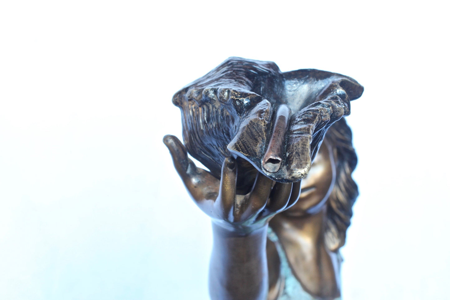 Adventurous girl on a turtle bronze statue fountain - Size: 35" x 29" x 56"H.