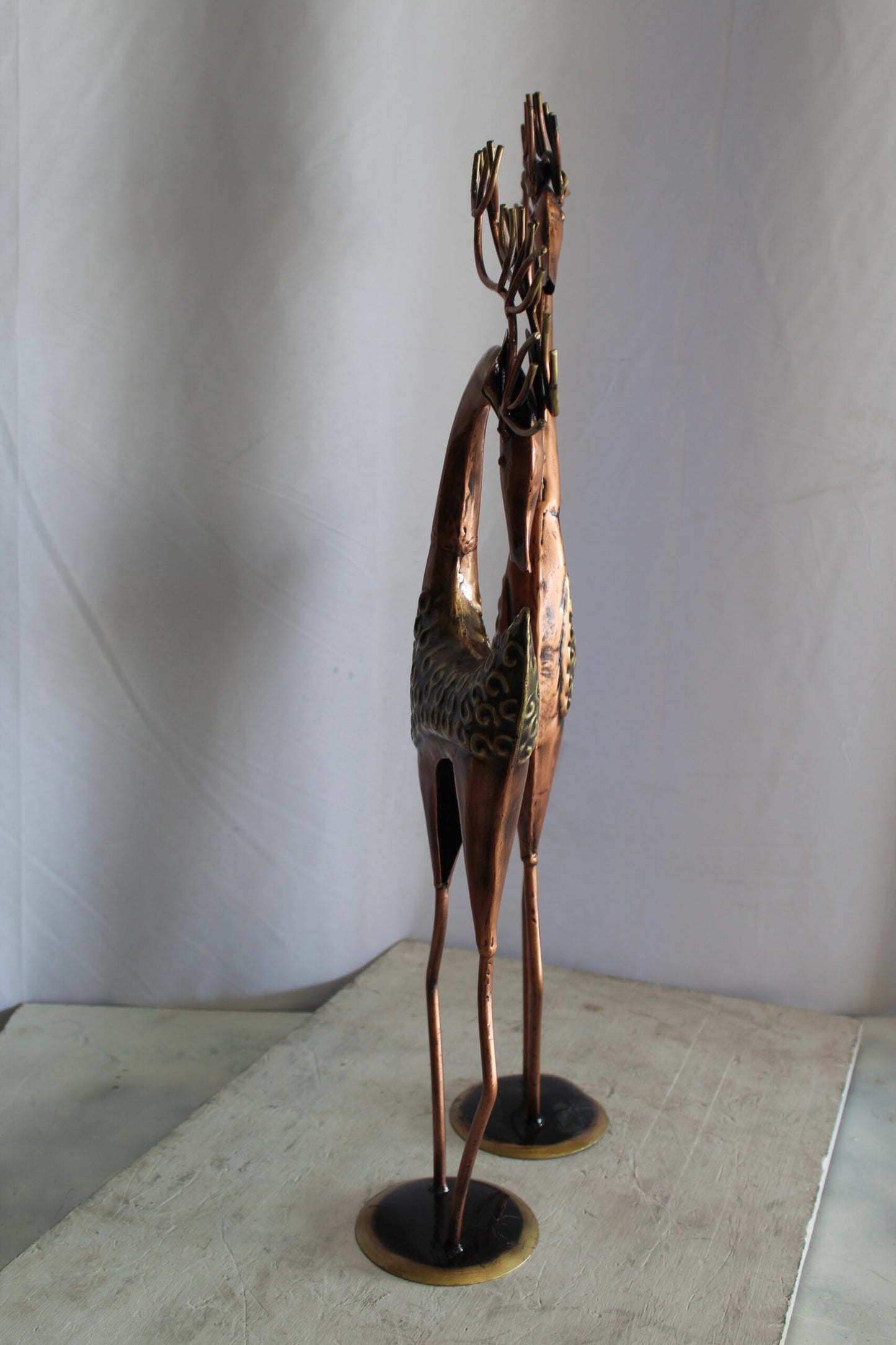 Thin Iron Metal Deer Pair, Elegant and Graceful Decor Set 11" x 11" x 32"H
