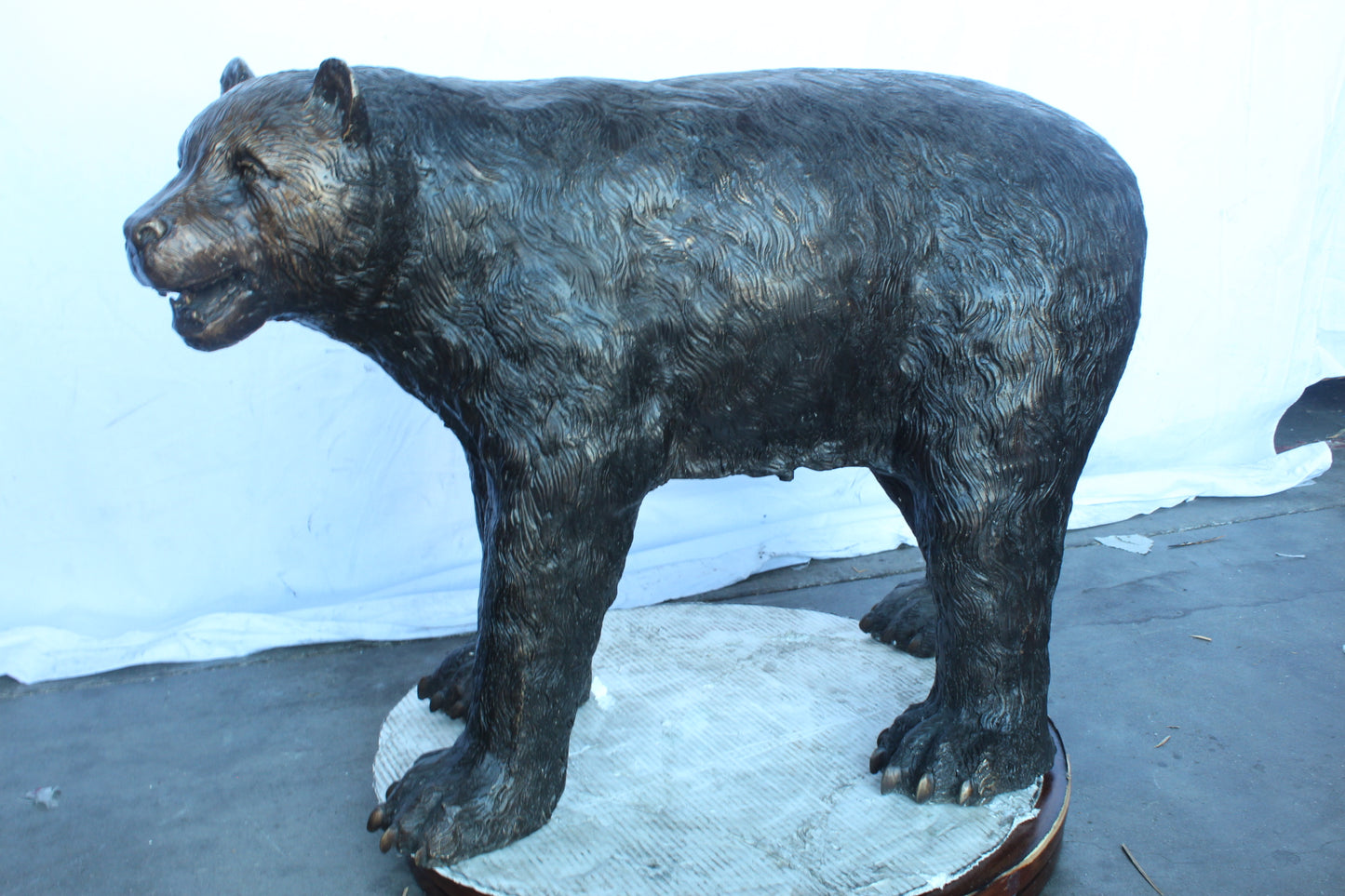 Bear standing on four legs bronze statue  -  Size: 36"L x 16"W x 24"H.