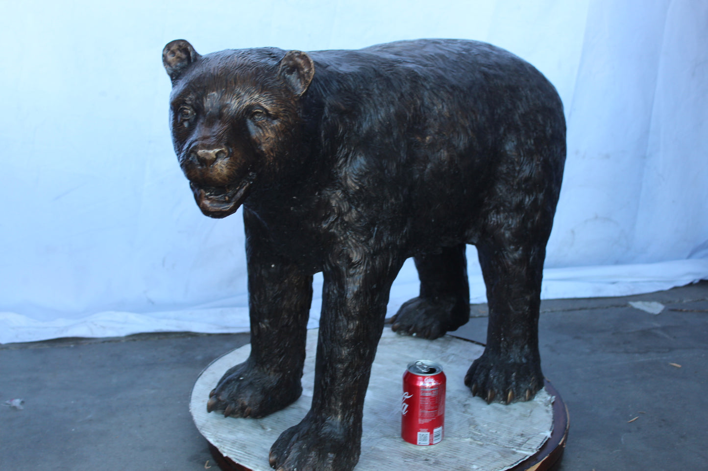 Bear standing on four legs bronze statue  -  Size: 36"L x 16"W x 24"H.