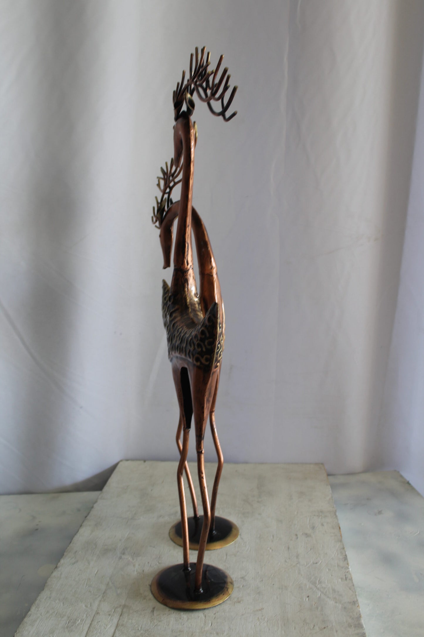 Thin Iron Metal Deer Pair, Elegant and Graceful Decor Set 11" x 11" x 32"H