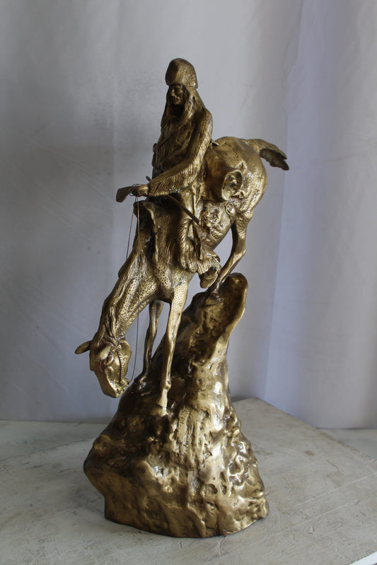 Nifao Bronze Finish Mountain Man Remington Replica - Western Decor Statue, Size: 21"L x 10"W x 26"H