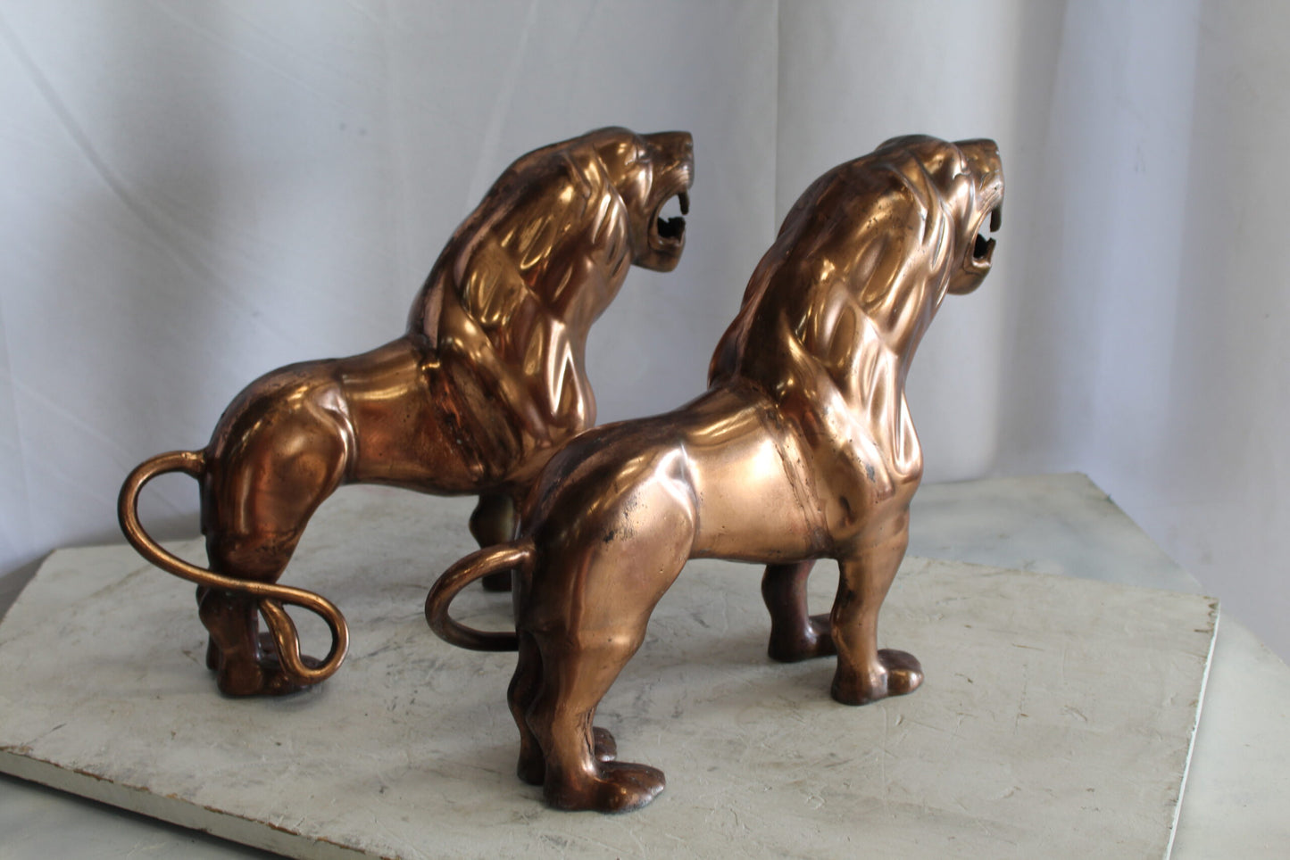 Aluminum Pair of Lions with Bronze Finish 19" x 12" x 14"H