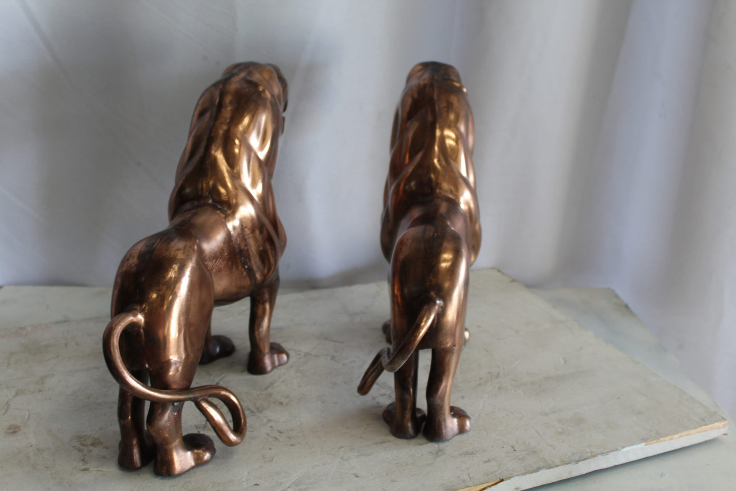Aluminum Pair of Lions with Bronze Finish 19" x 12" x 14"H