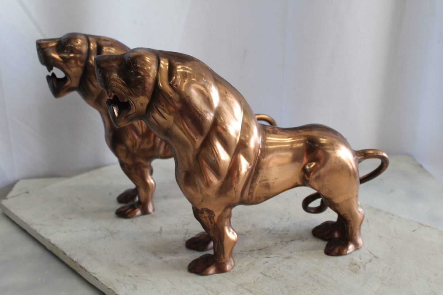 Aluminum Pair of Lions with Bronze Finish 19" x 12" x 14"H